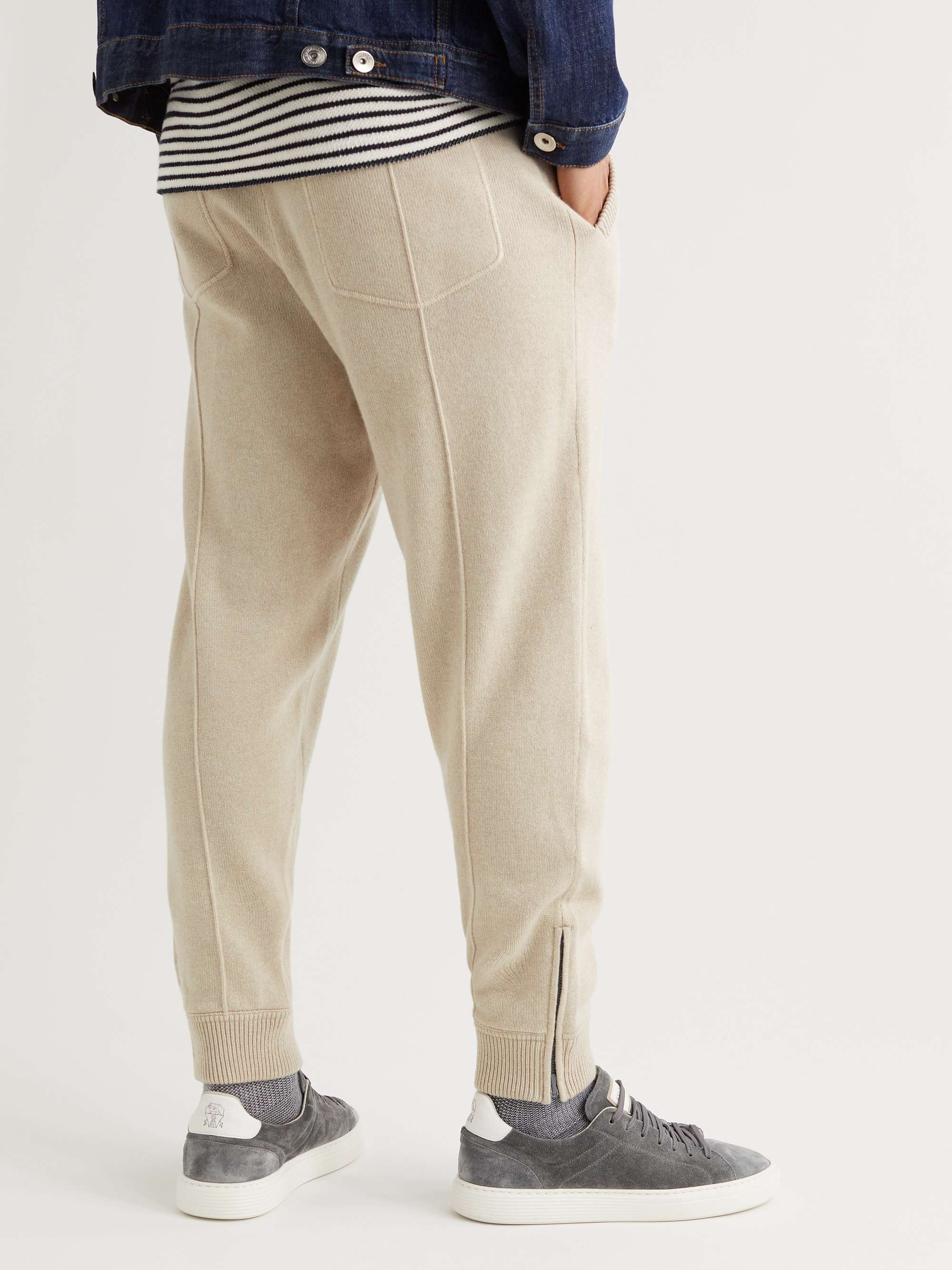 BRUNELLO CUCINELLI Tapered Two-Tone Cashmere Sweatpants