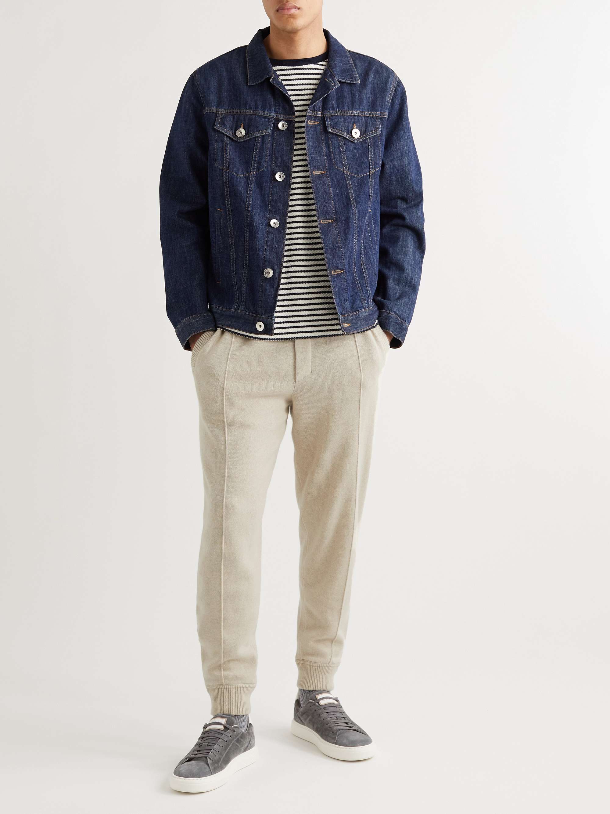 BRUNELLO CUCINELLI Tapered Two-Tone Cashmere Sweatpants