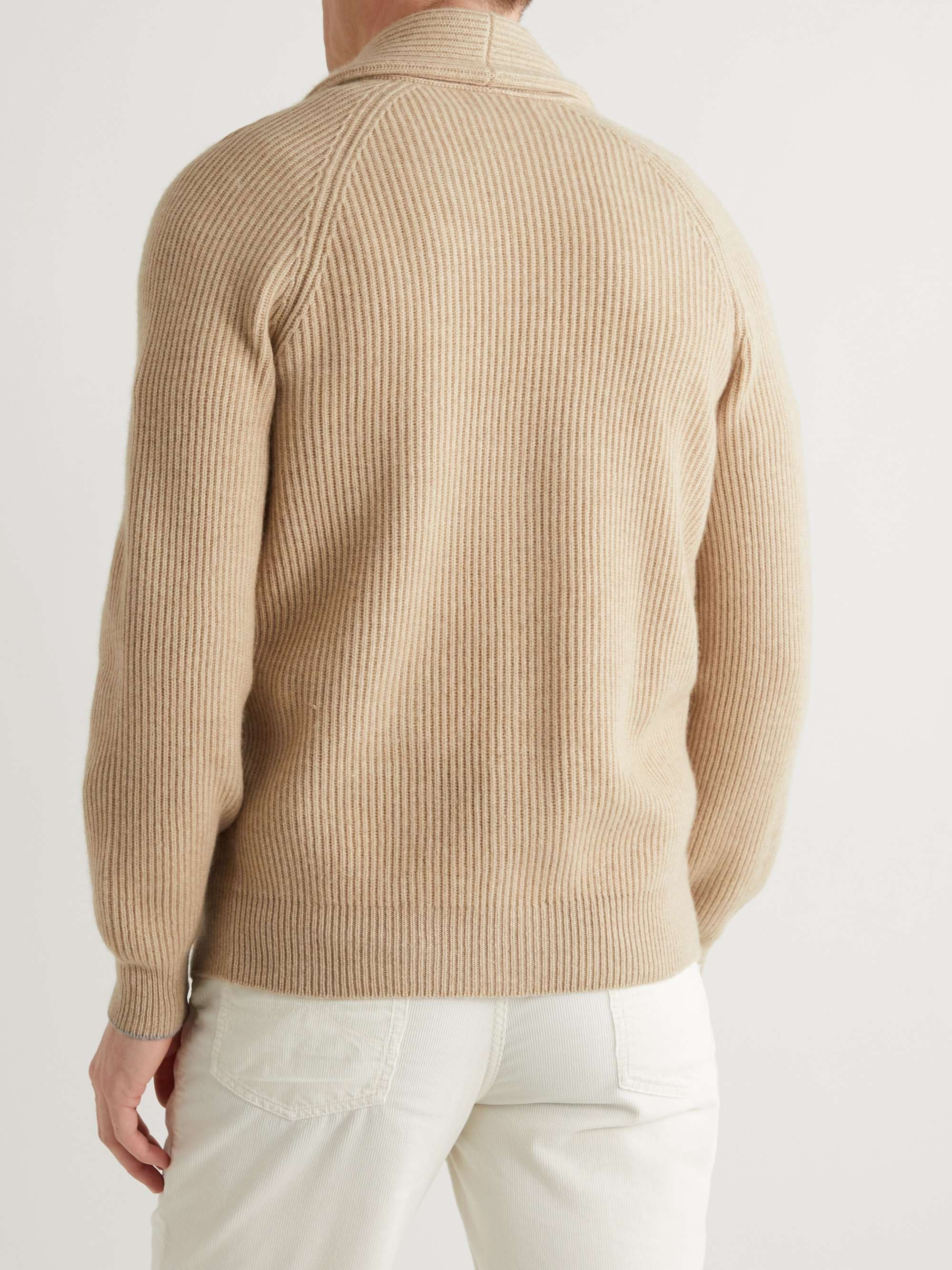 BRUNELLO CUCINELLI Slim-Fit Shawl-Collar Ribbed Cashmere Cardigan