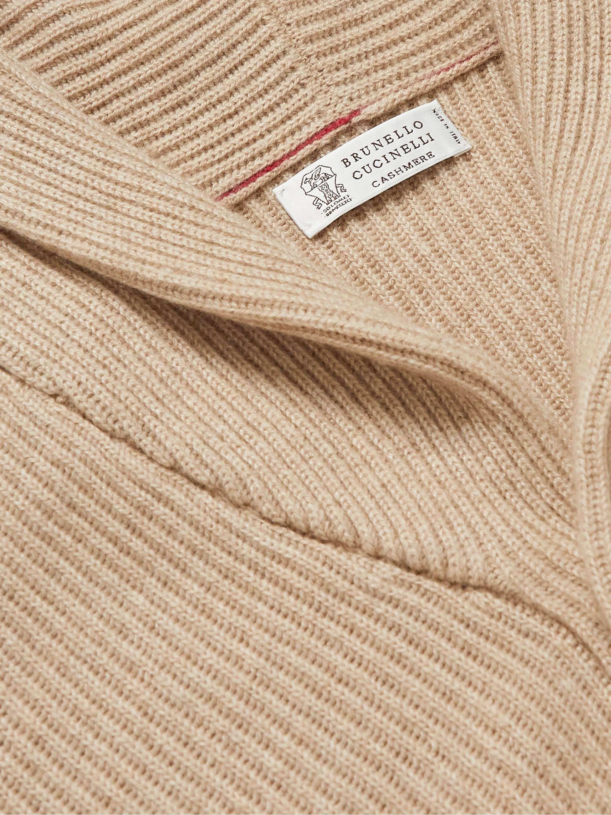 BRUNELLO CUCINELLI Slim-Fit Shawl-Collar Ribbed Cashmere Cardigan