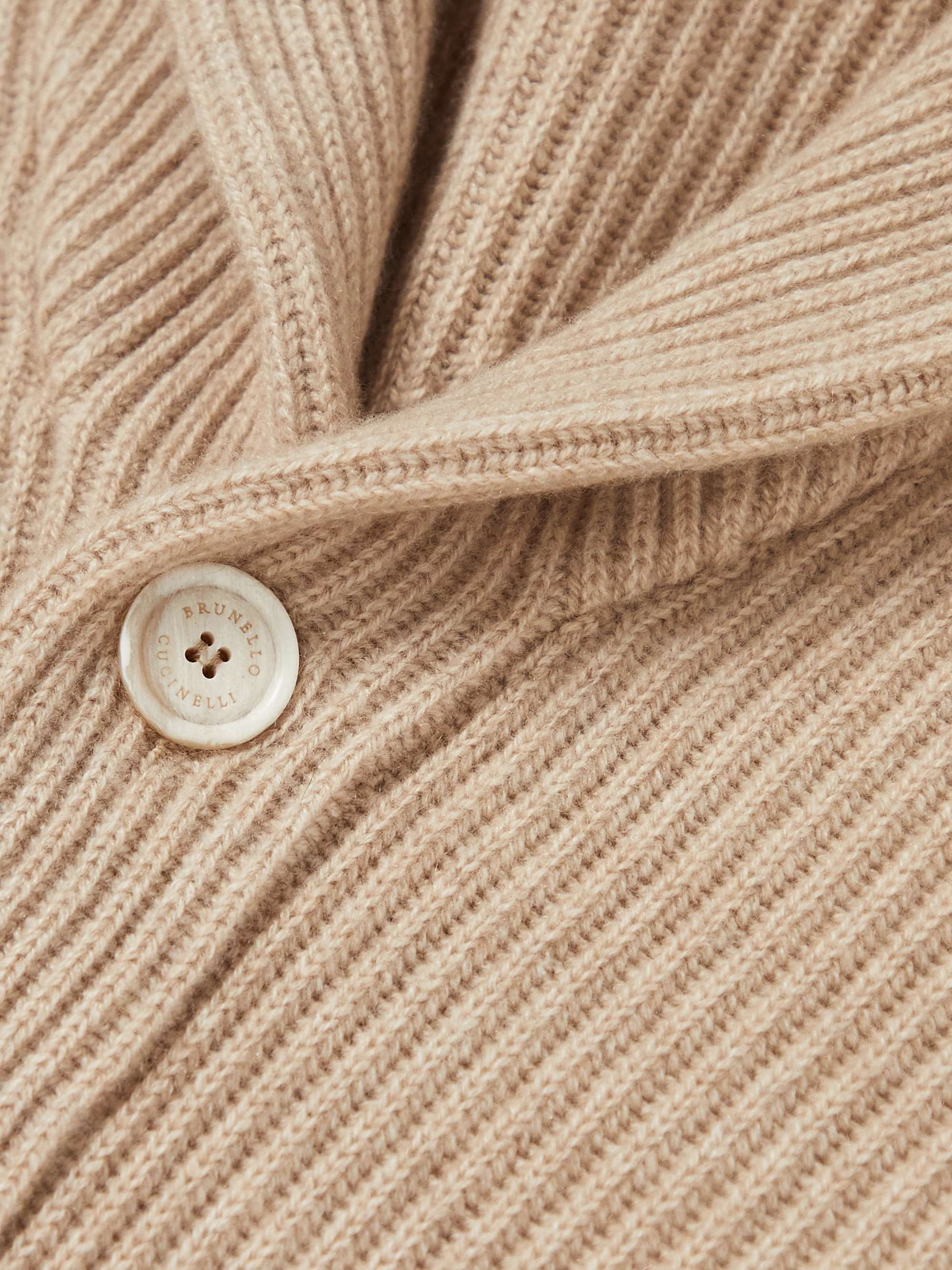 BRUNELLO CUCINELLI Slim-Fit Shawl-Collar Ribbed Cashmere Cardigan