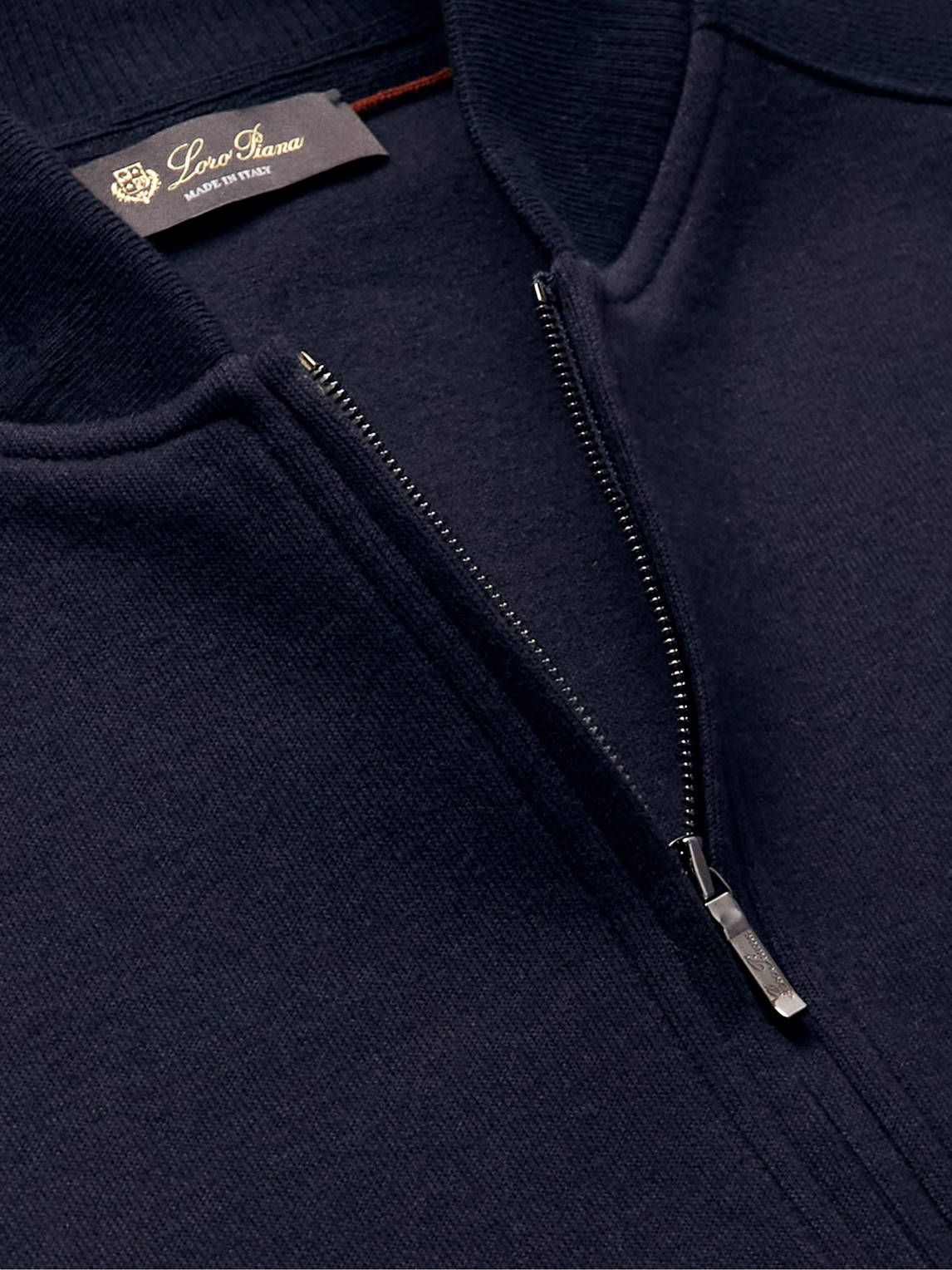 Shop Loro Piana Whitney Cotton, Silk And Cashmere-blend Zip-up Sweatshirt In Blue