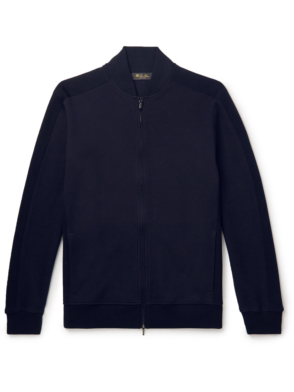 Loro Piana Whitney Cotton, Silk And Cashmere-blend Zip-up Sweatshirt In Blue