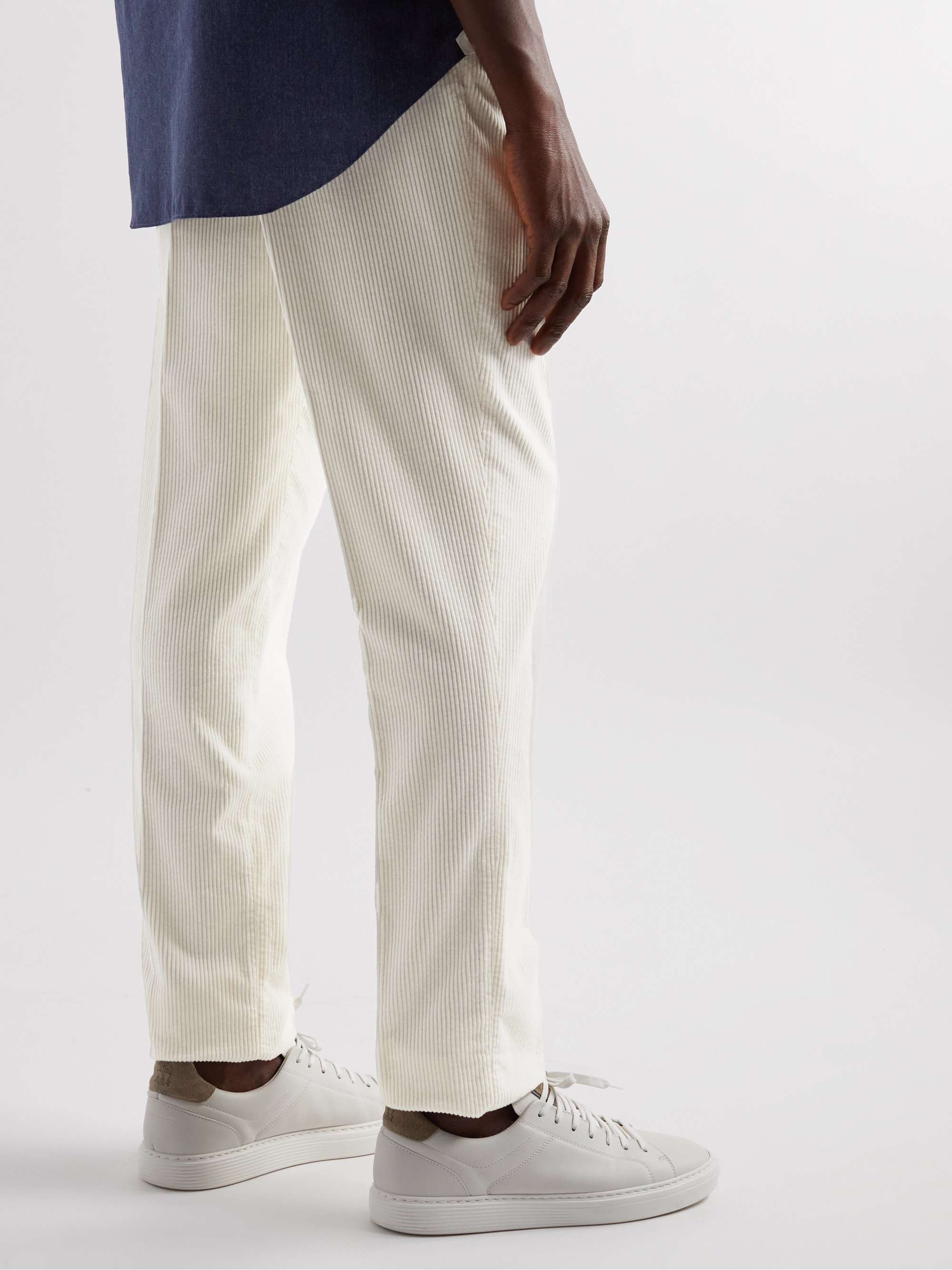 BRUNELLO CUCINELLI Straight-Leg Pleated Cotton-Corduroy Trousers