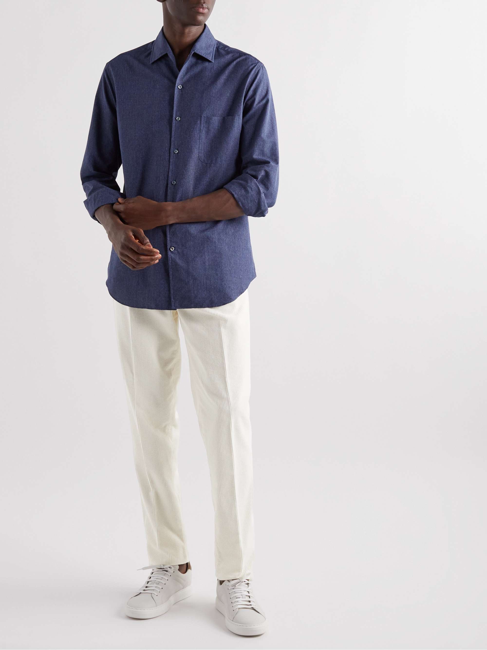 BRUNELLO CUCINELLI Straight-Leg Pleated Cotton-Corduroy Trousers