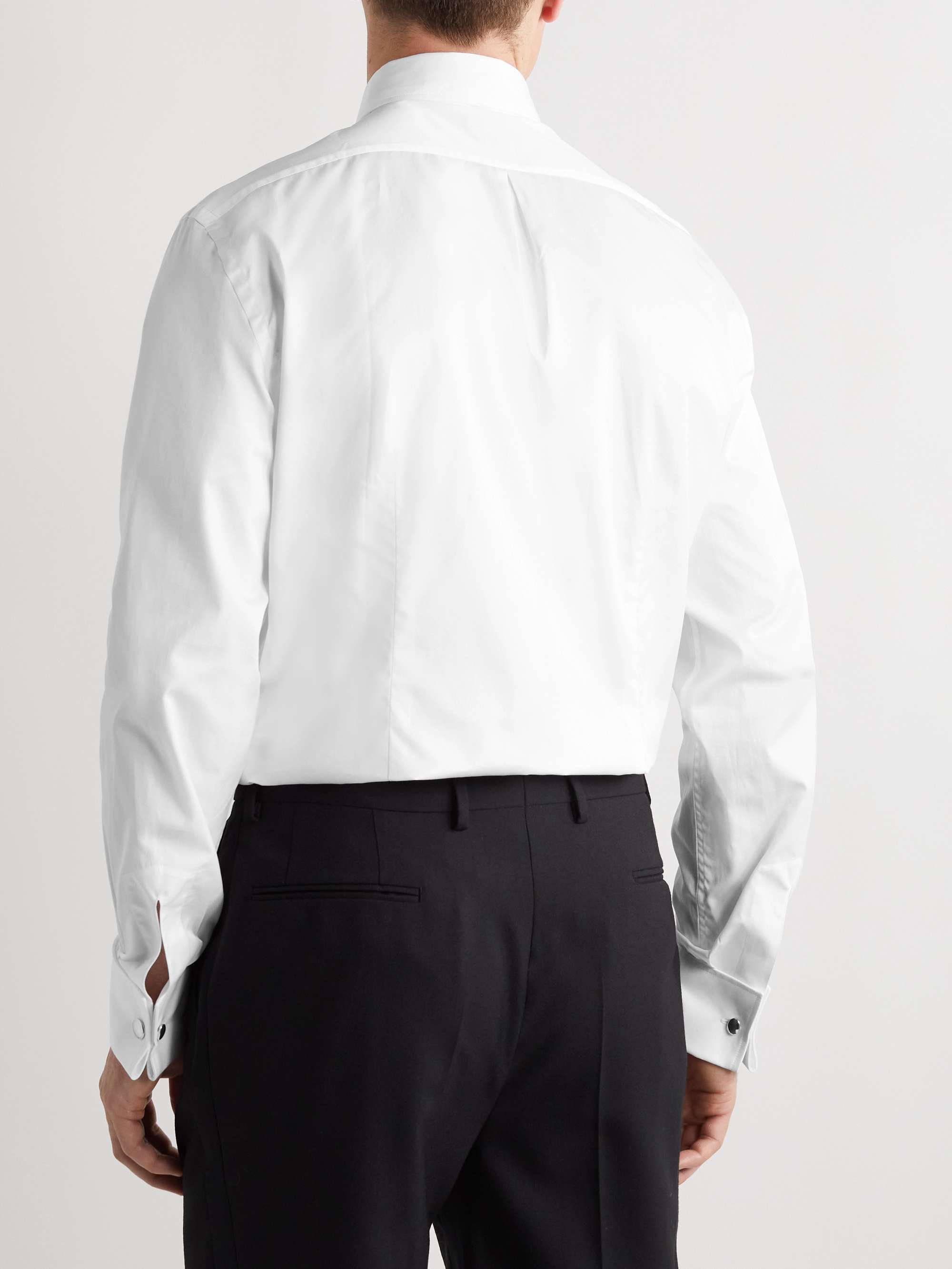 BRUNELLO CUCINELLI Slim-Fit Bib-Front Double-Cuff Cotton-Poplin Tuxedo Shirt