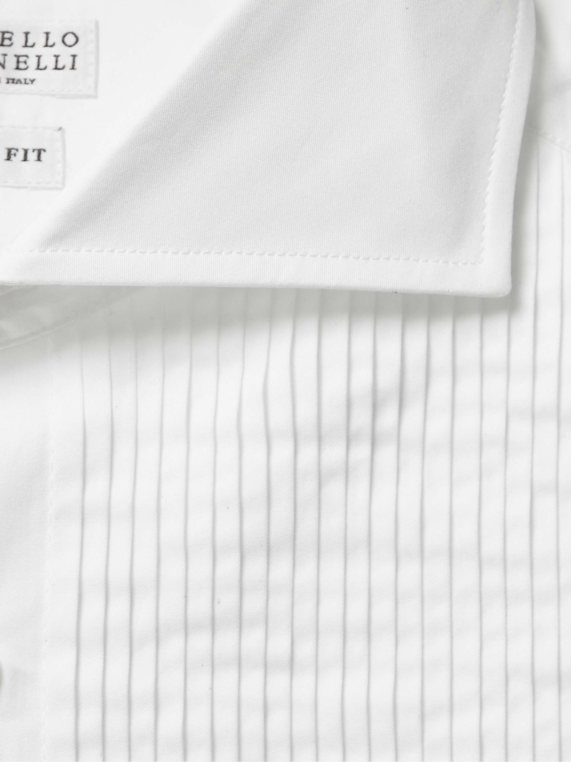 BRUNELLO CUCINELLI Slim-Fit Bib-Front Double-Cuff Cotton-Poplin Tuxedo Shirt