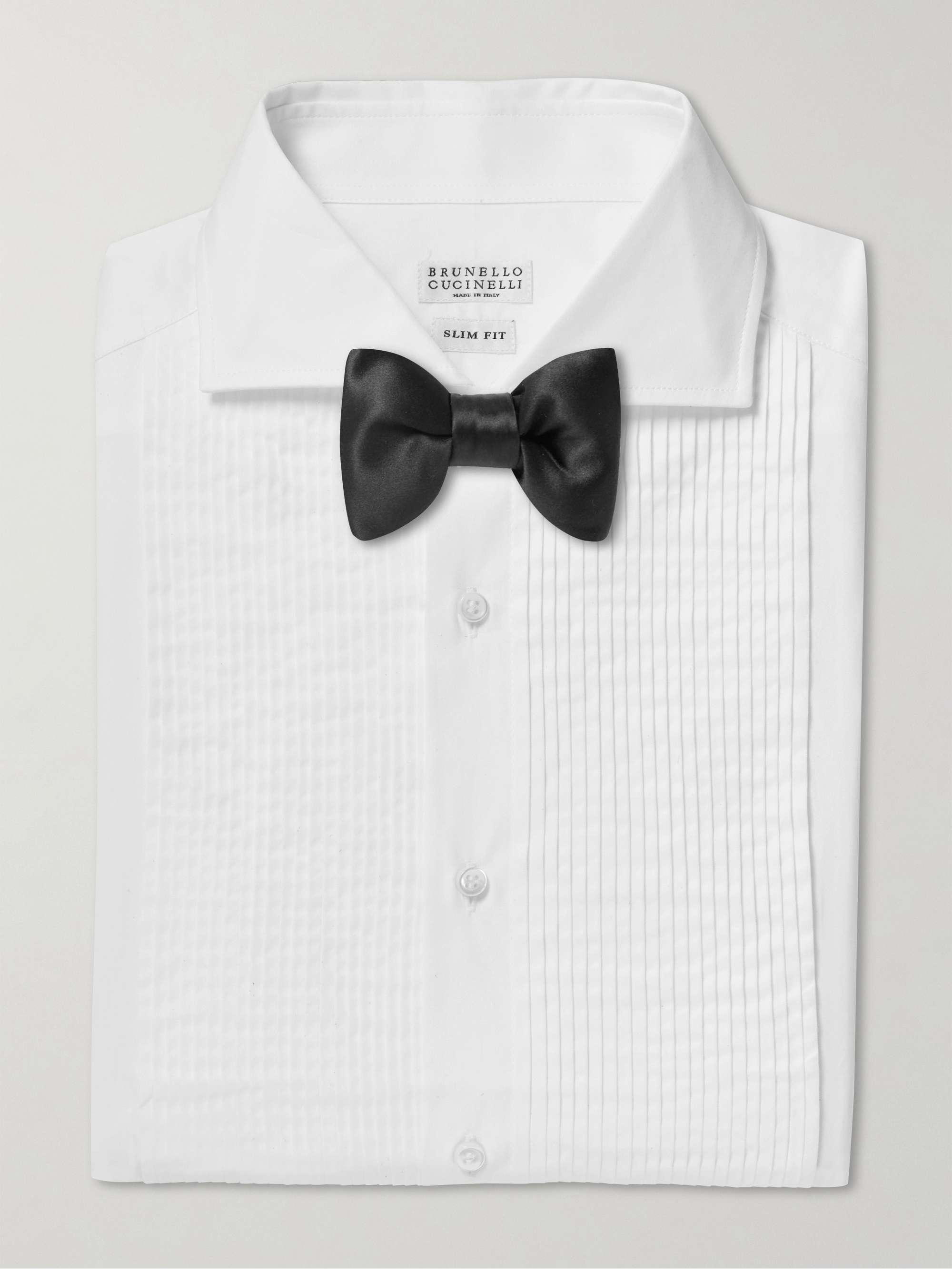 BRUNELLO CUCINELLI Slim-Fit Bib-Front Double-Cuff Cotton-Poplin Tuxedo Shirt