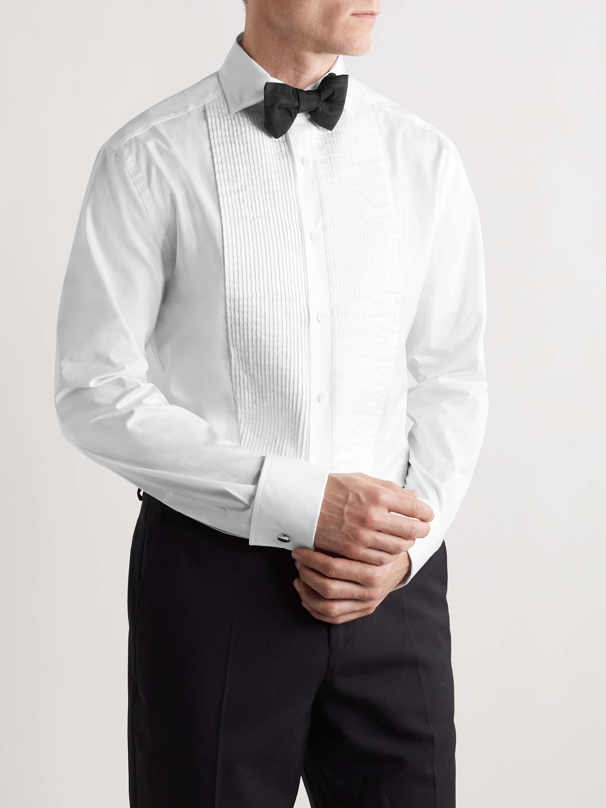BRUNELLO CUCINELLI Slim-Fit Bib-Front Double-Cuff Cotton-Poplin Tuxedo Shirt