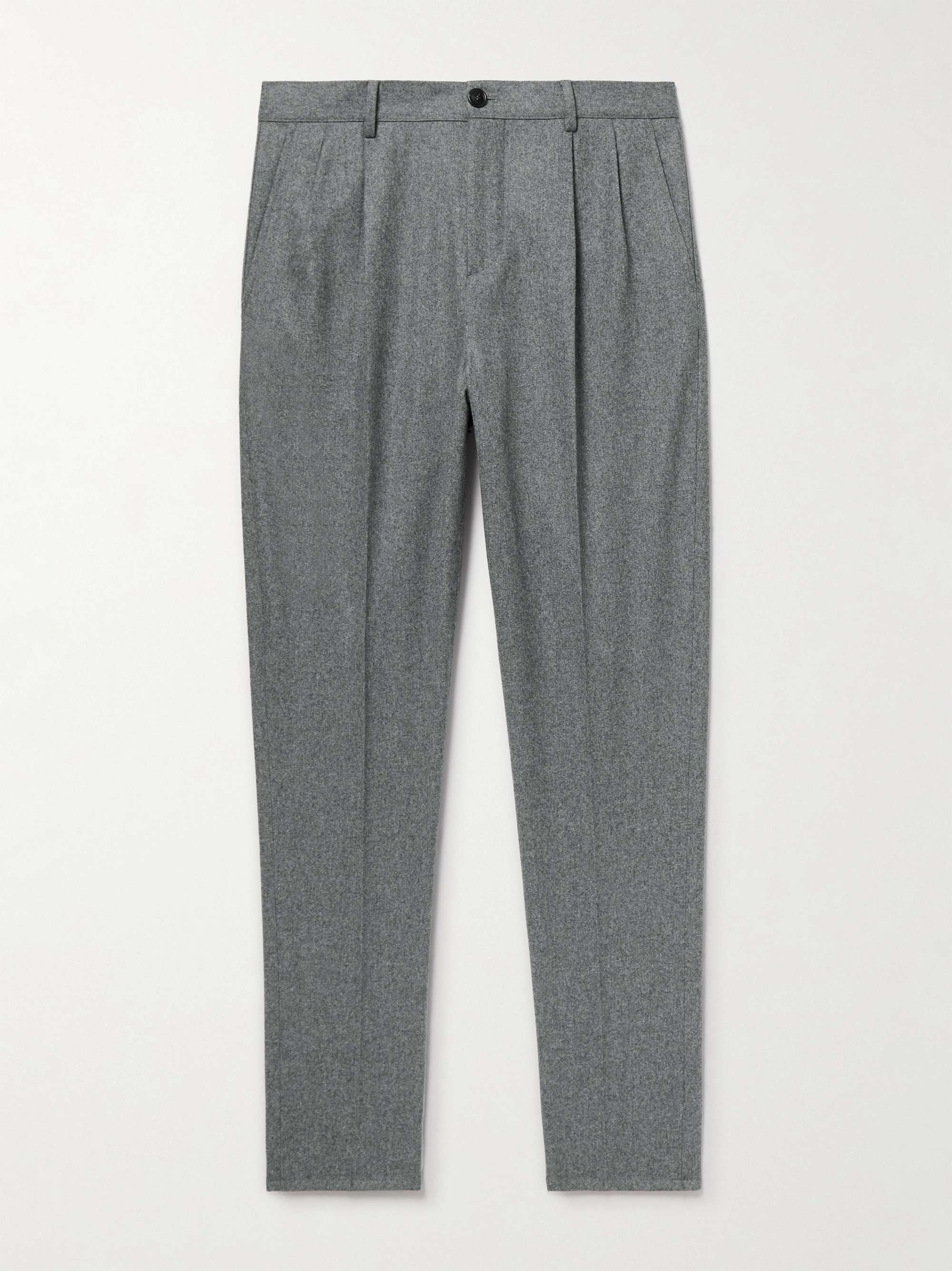 BRUNELLO CUCINELLI Tapered Pleated Virgin Wool-Flannel Trousers