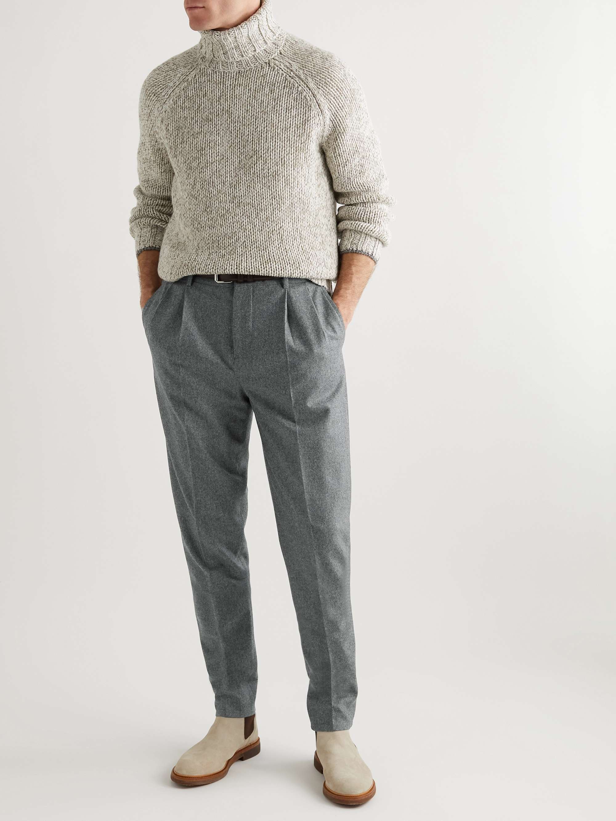 Flannel Trousers in Light Grey  Cad  The Dandy