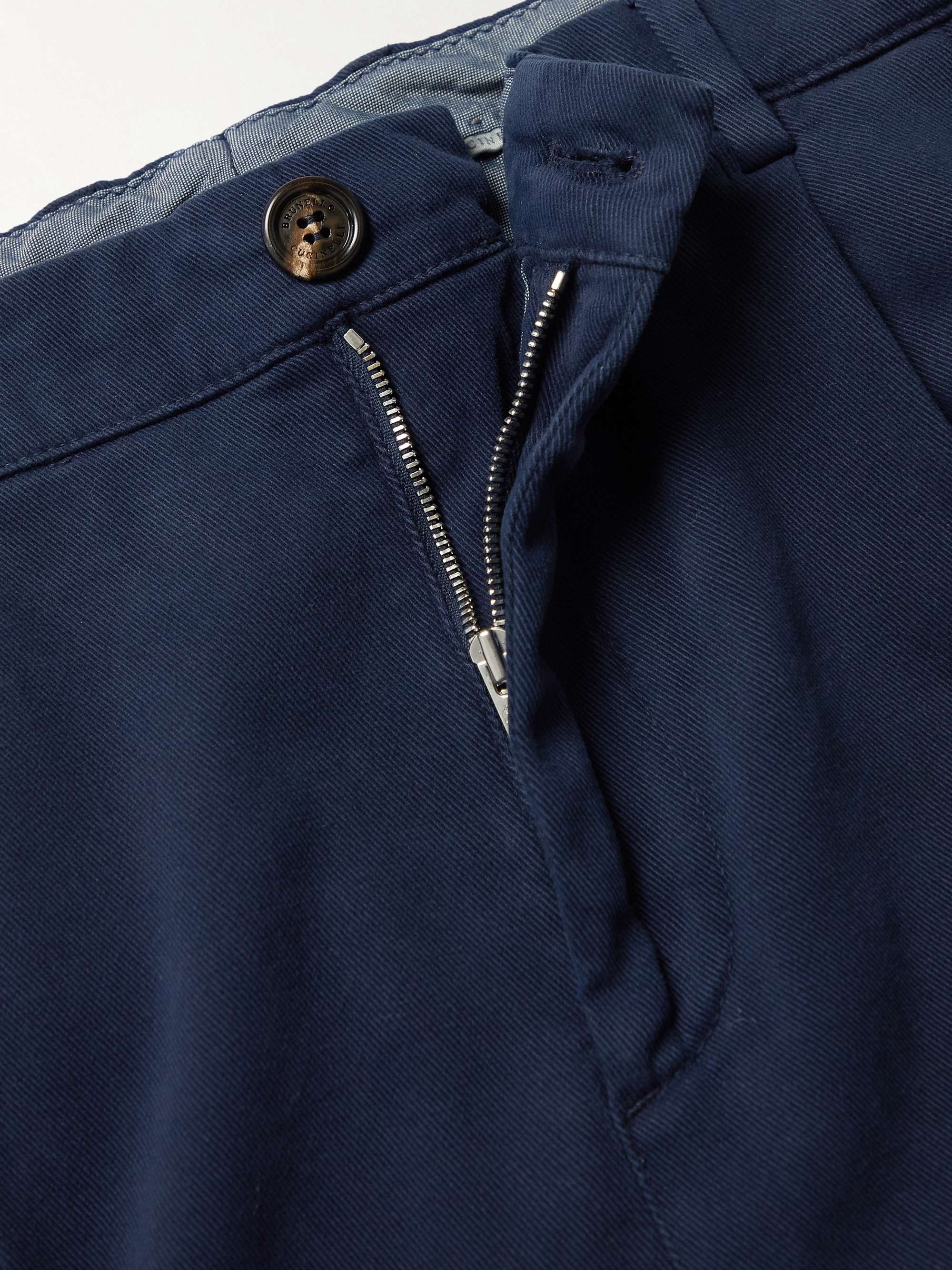 BRUNELLO CUCINELLI Pleated Cotton-Blend Twill Chinos