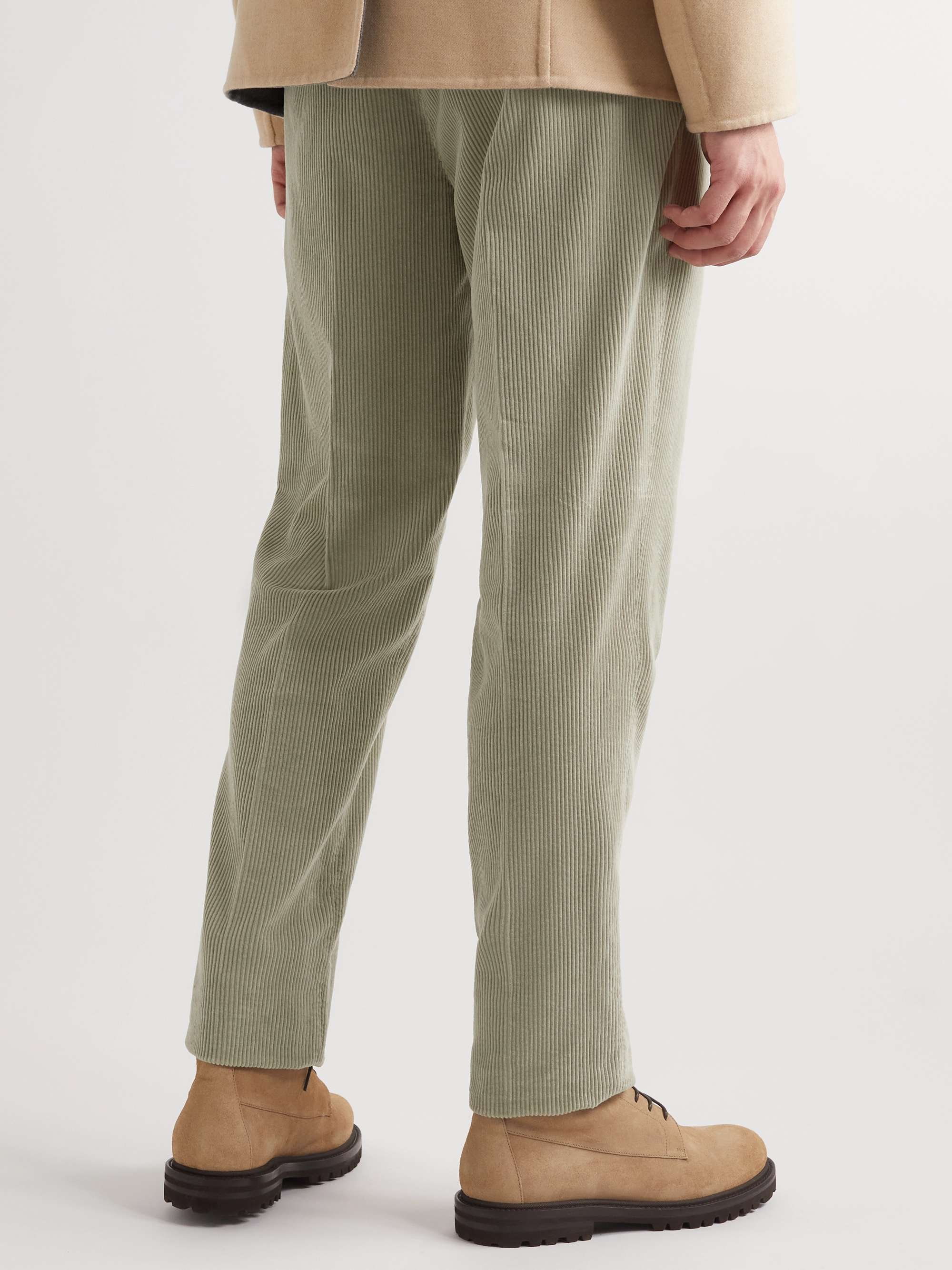 BRUNELLO CUCINELLI Straight-Leg Pleated Cotton-Corduroy Trousers