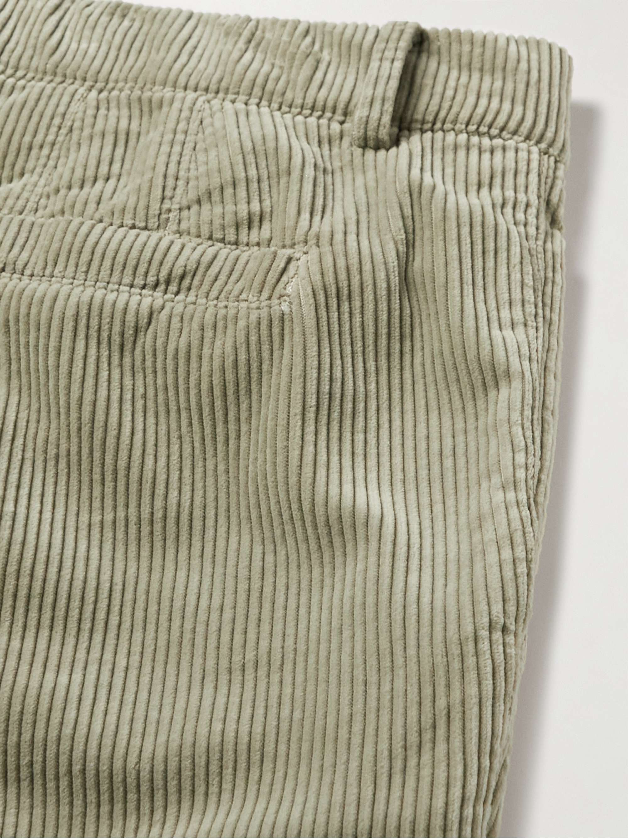 BRUNELLO CUCINELLI Straight-Leg Pleated Cotton-Corduroy Trousers