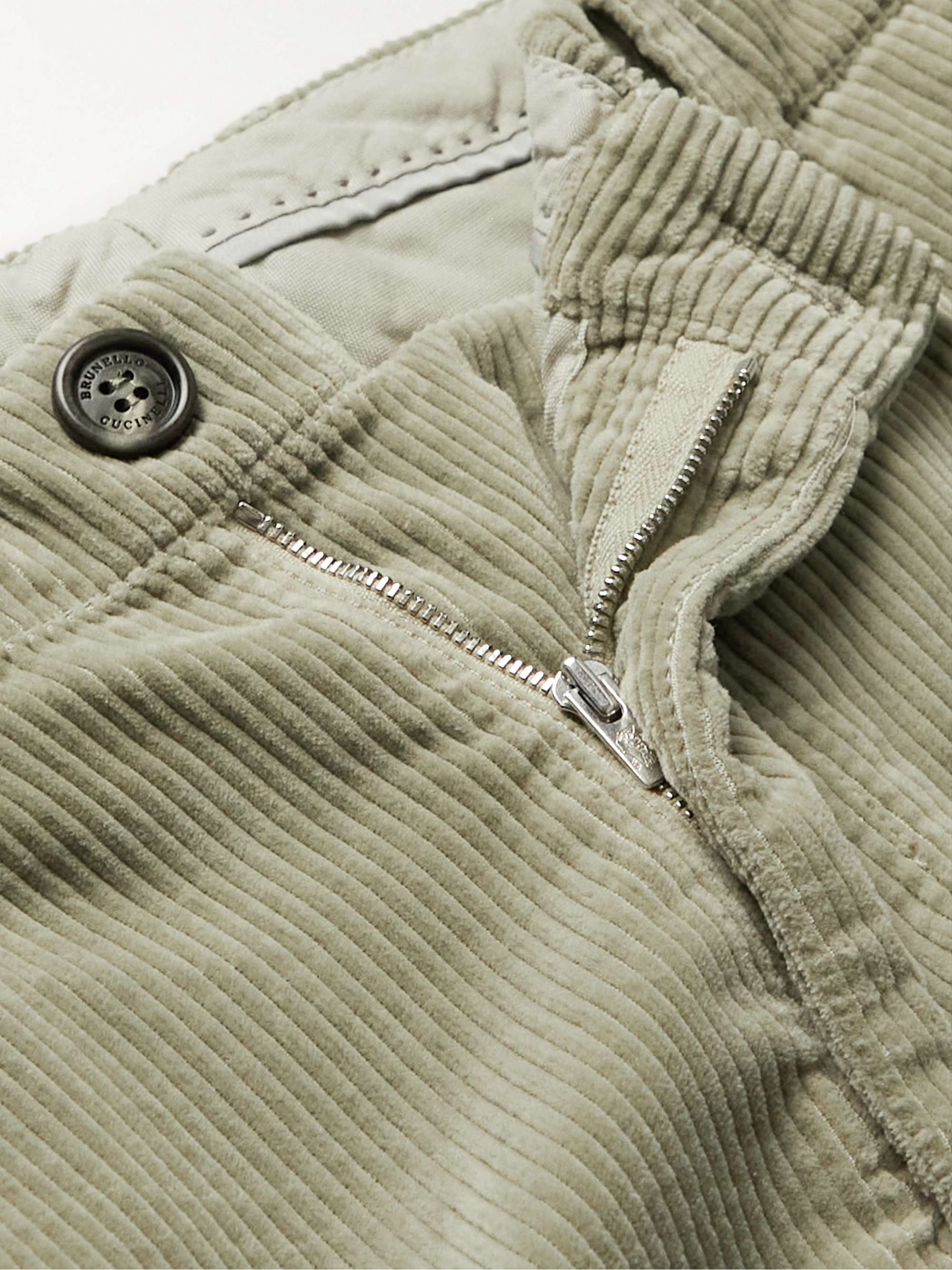 BRUNELLO CUCINELLI Straight-Leg Pleated Cotton-Corduroy Trousers