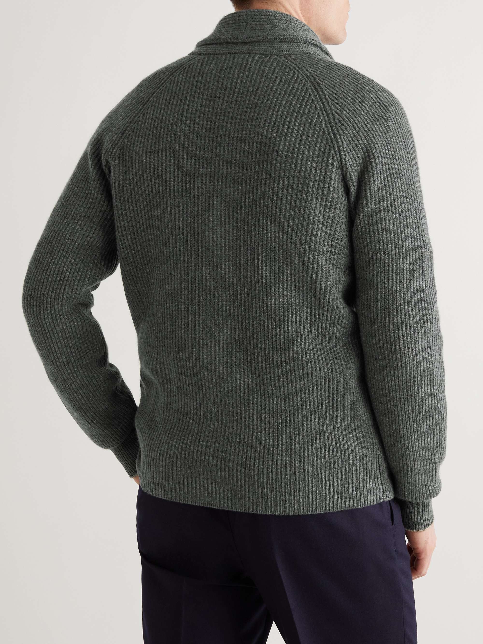 BRUNELLO CUCINELLI Slim-Fit Shawl-Collar Ribbed Cashmere Cardigan