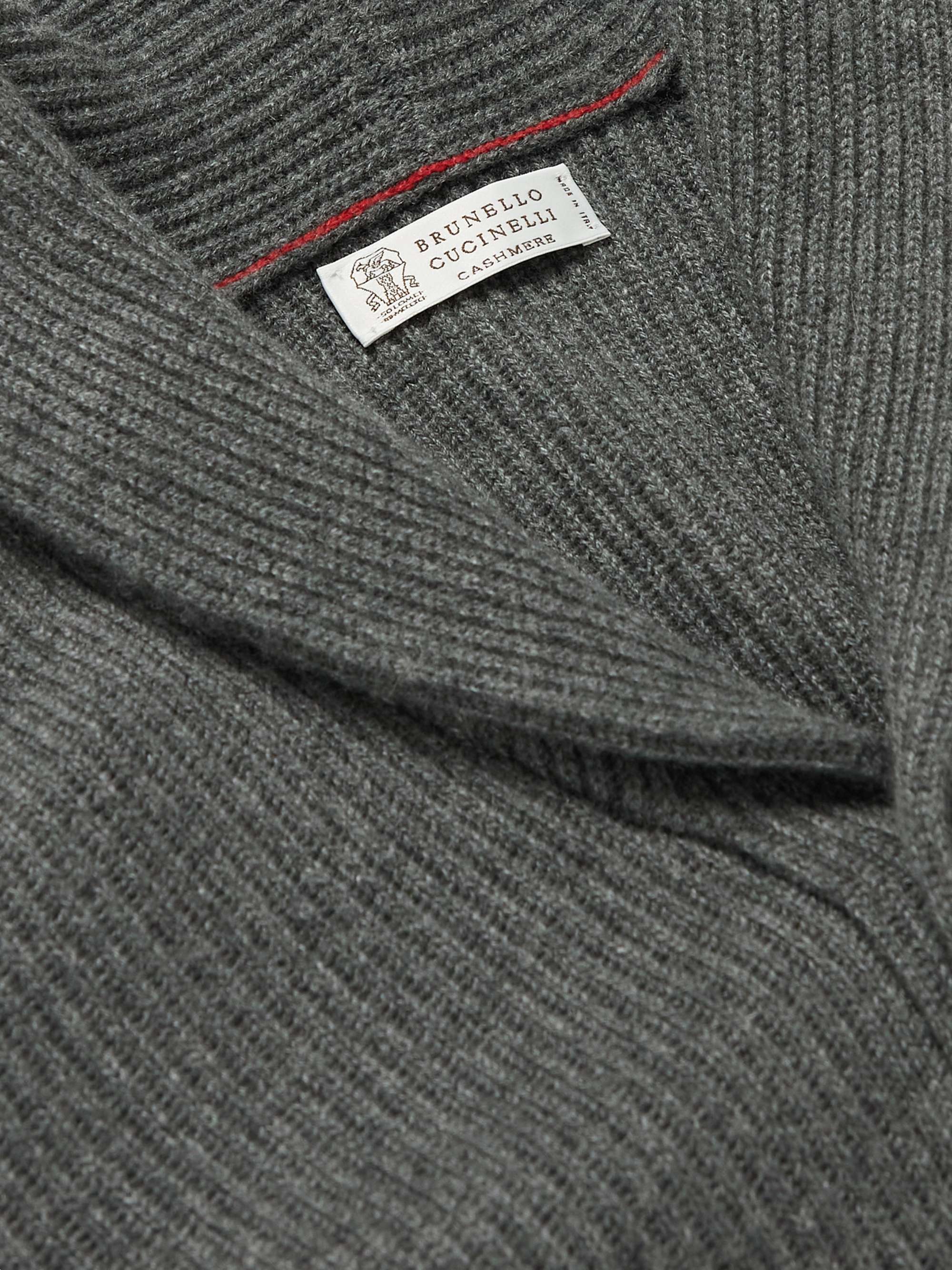 BRUNELLO CUCINELLI Slim-Fit Shawl-Collar Ribbed Cashmere Cardigan