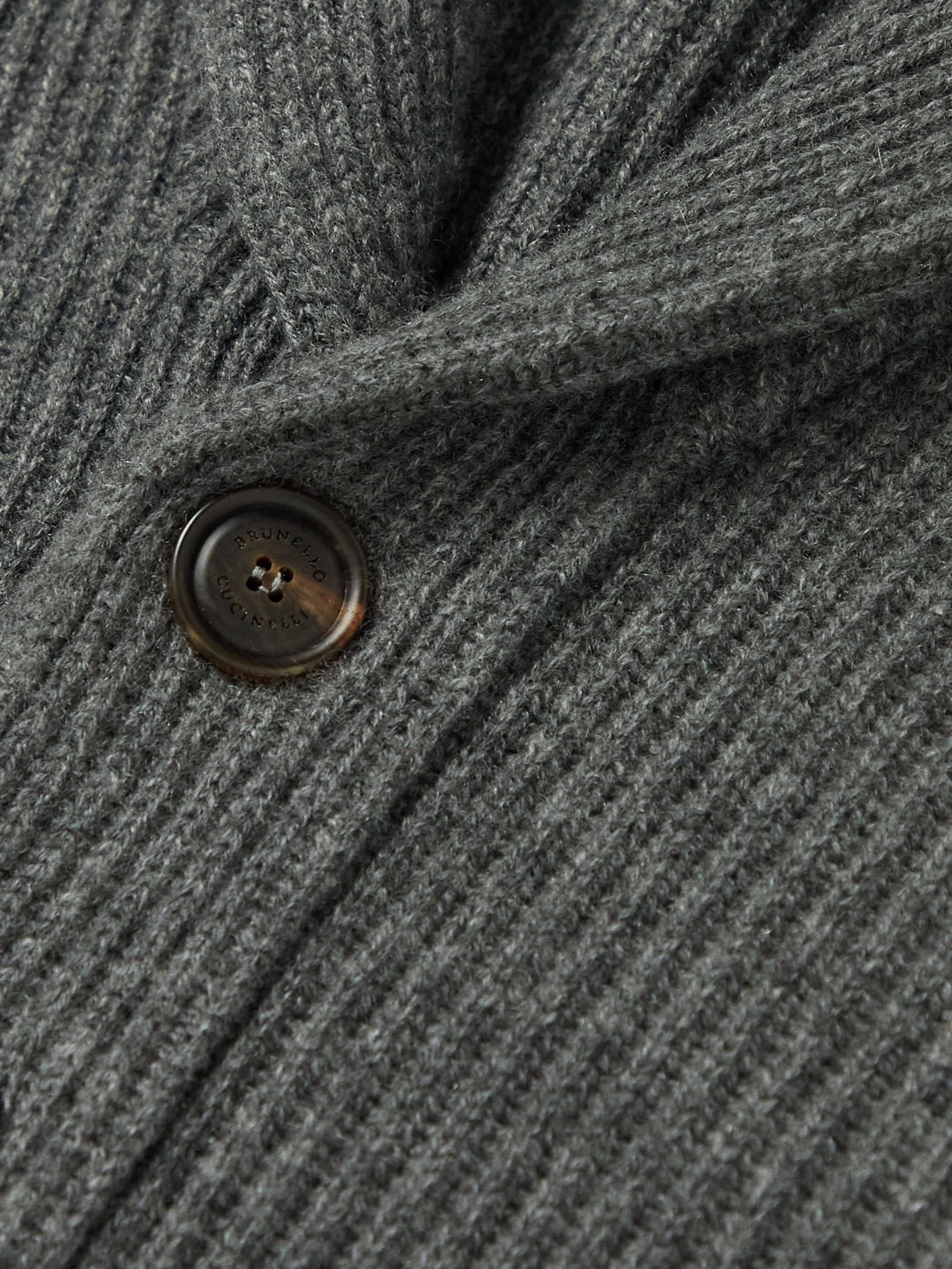 BRUNELLO CUCINELLI Slim-Fit Shawl-Collar Ribbed Cashmere Cardigan