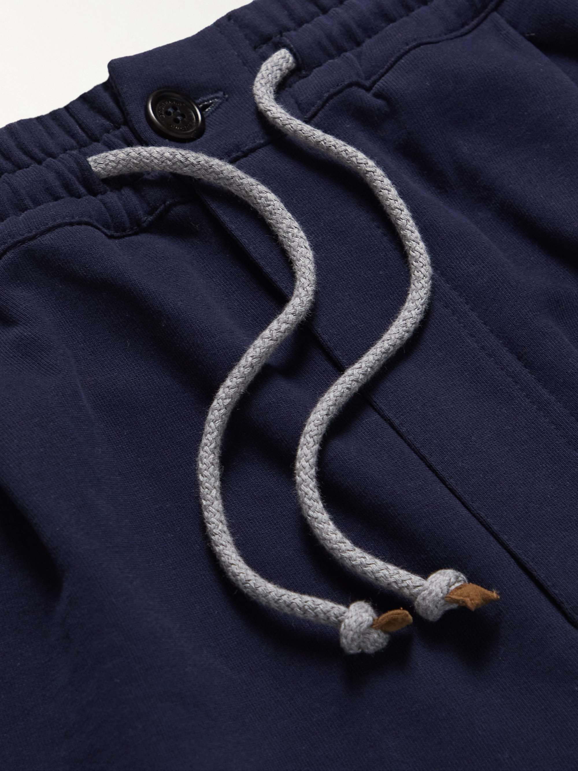 BRUNELLO CUCINELLI Tapered Pleated Cotton-Jersey Sweatpants