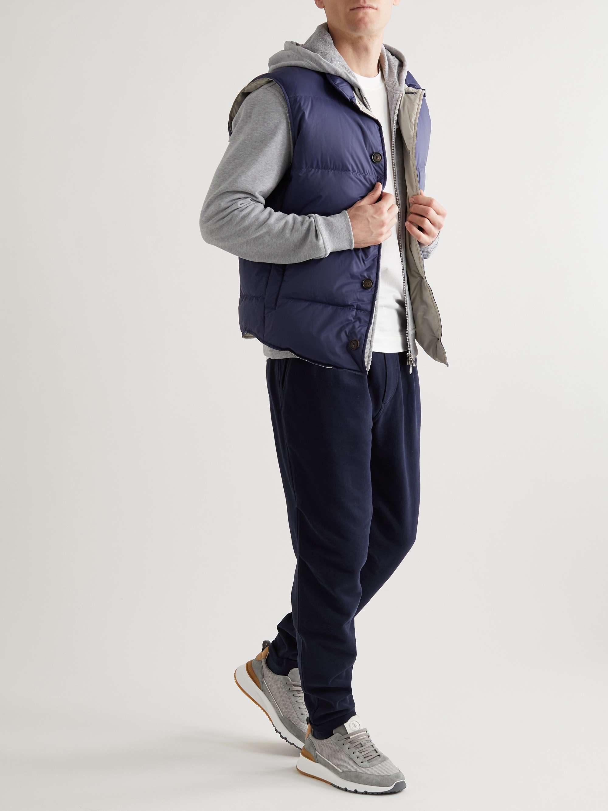 BRUNELLO CUCINELLI Tapered Pleated Cotton-Jersey Sweatpants