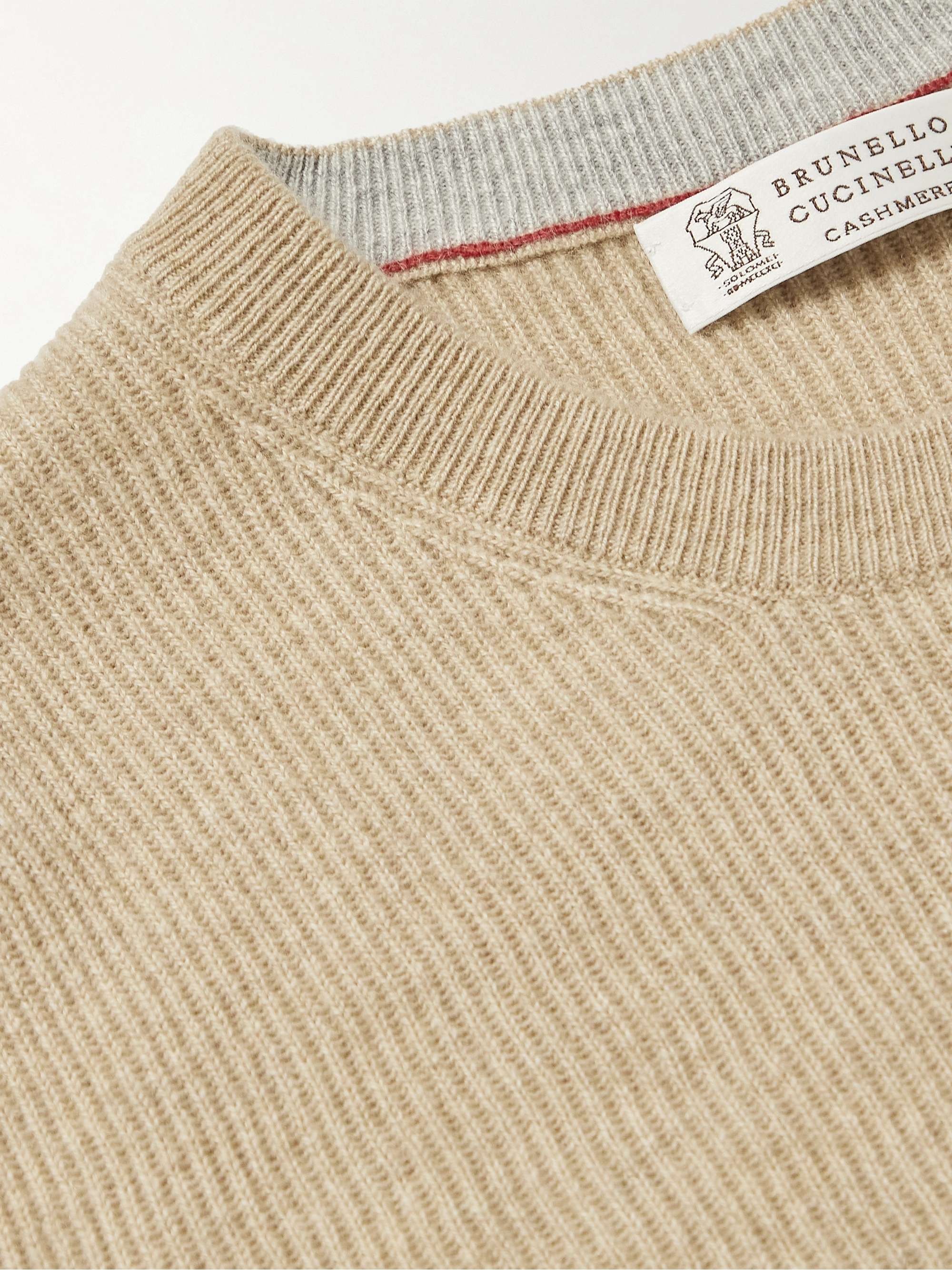 BRUNELLO CUCINELLI Striped Ribbed Cashmere Sweater