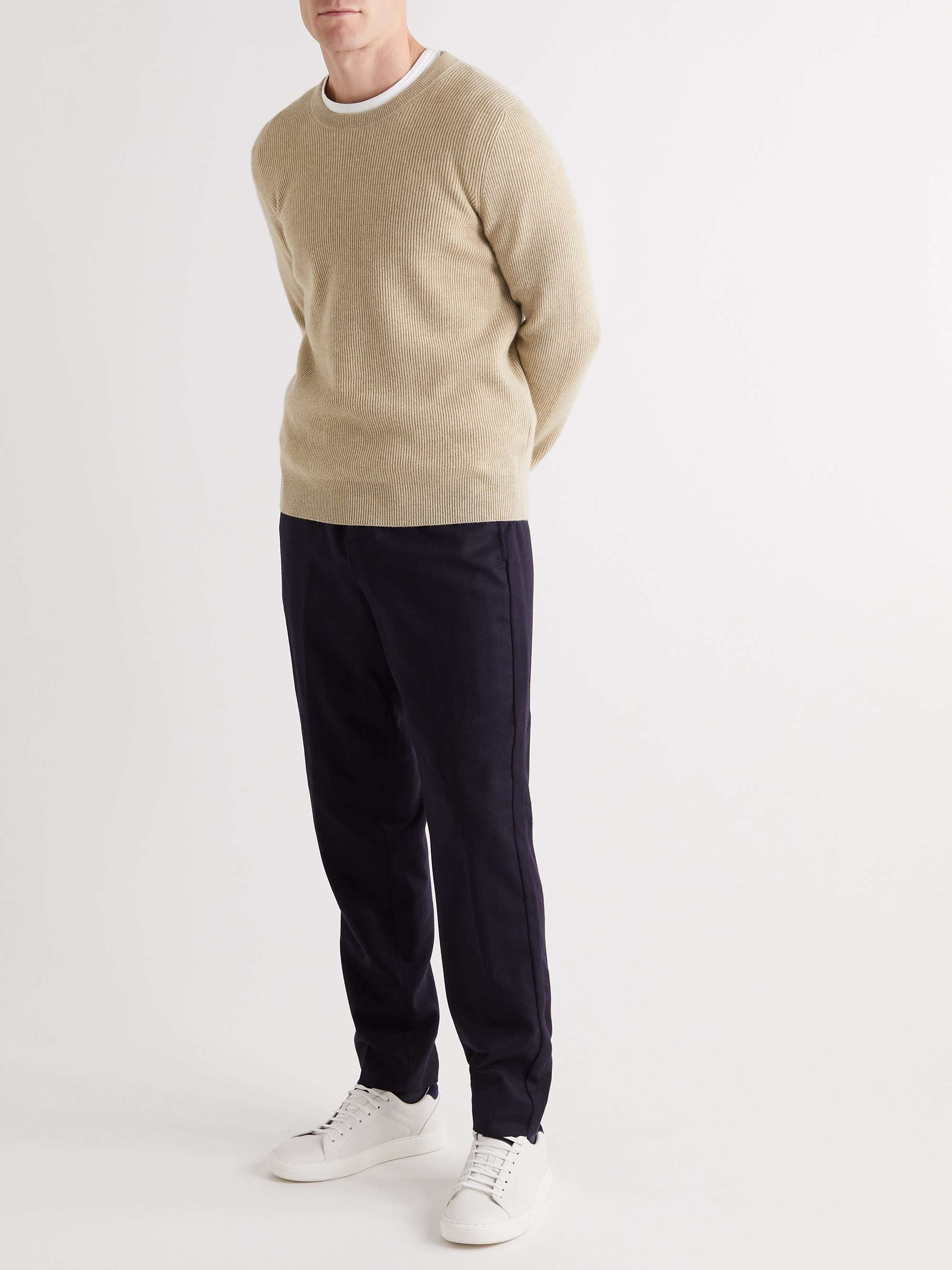 BRUNELLO CUCINELLI Striped Ribbed Cashmere Sweater