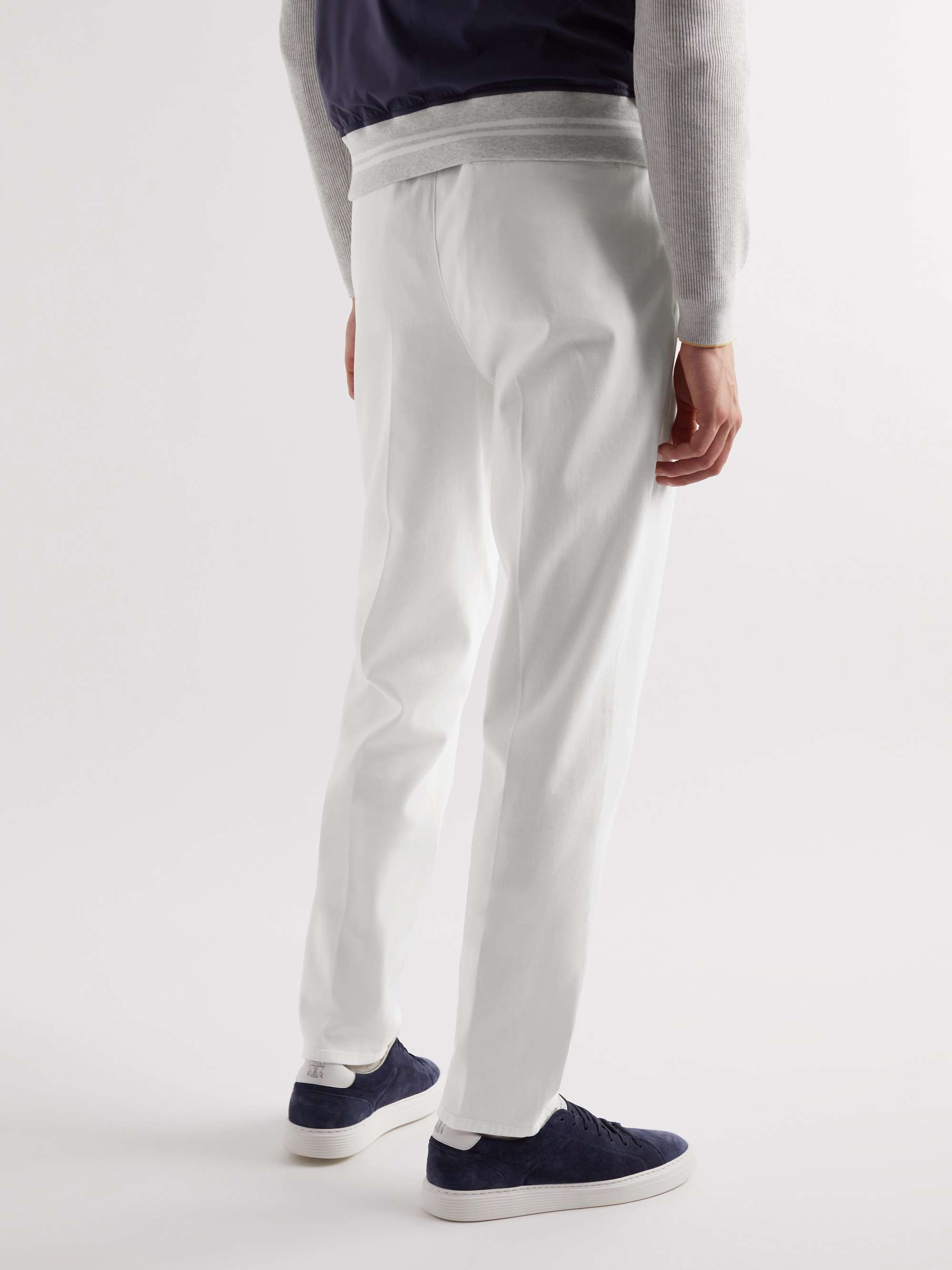 BRUNELLO CUCINELLI Straight-Leg Pleated Stretch-Cotton Twill Trousers