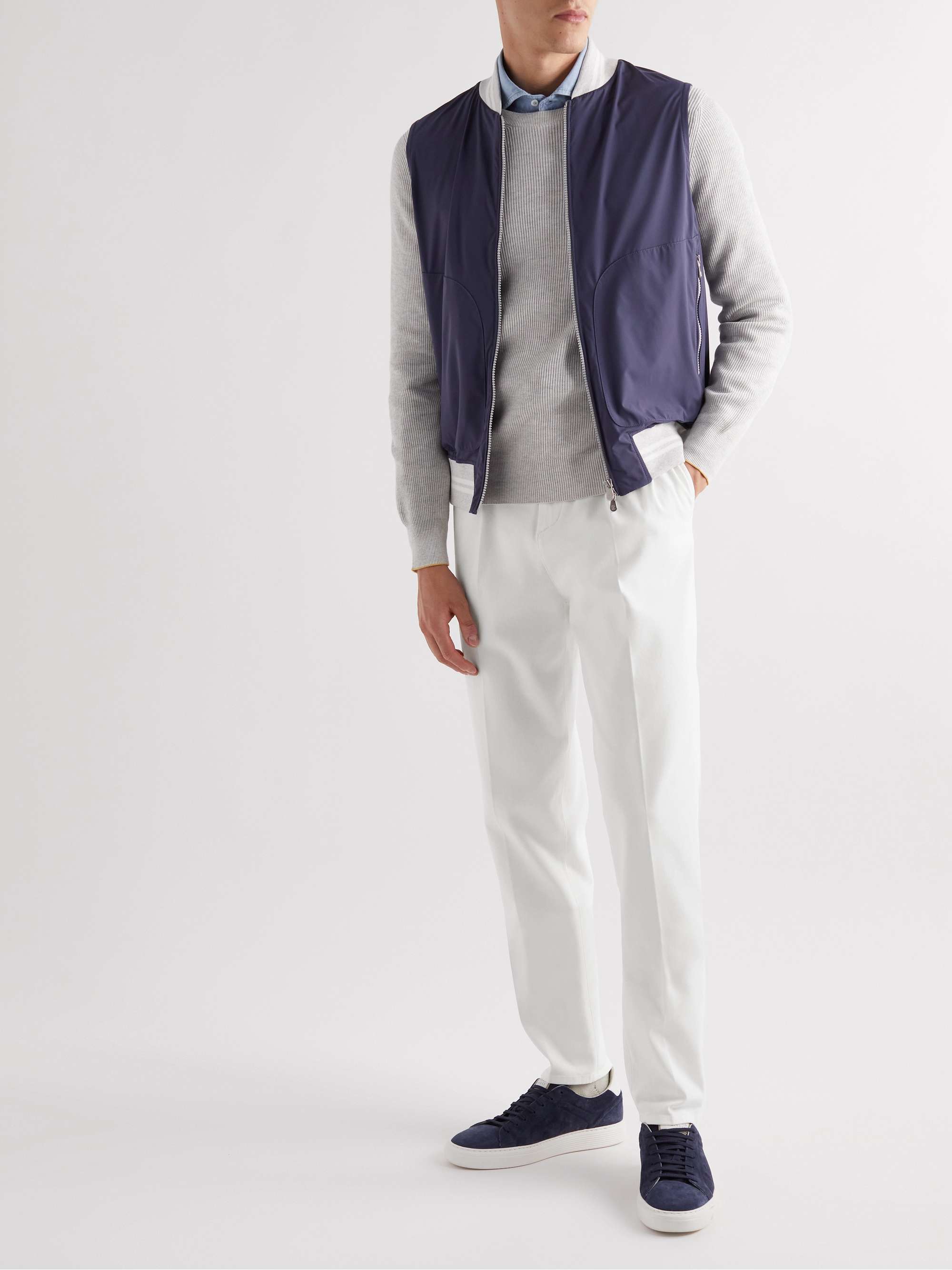 BRUNELLO CUCINELLI Straight-Leg Pleated Stretch-Cotton Twill Trousers