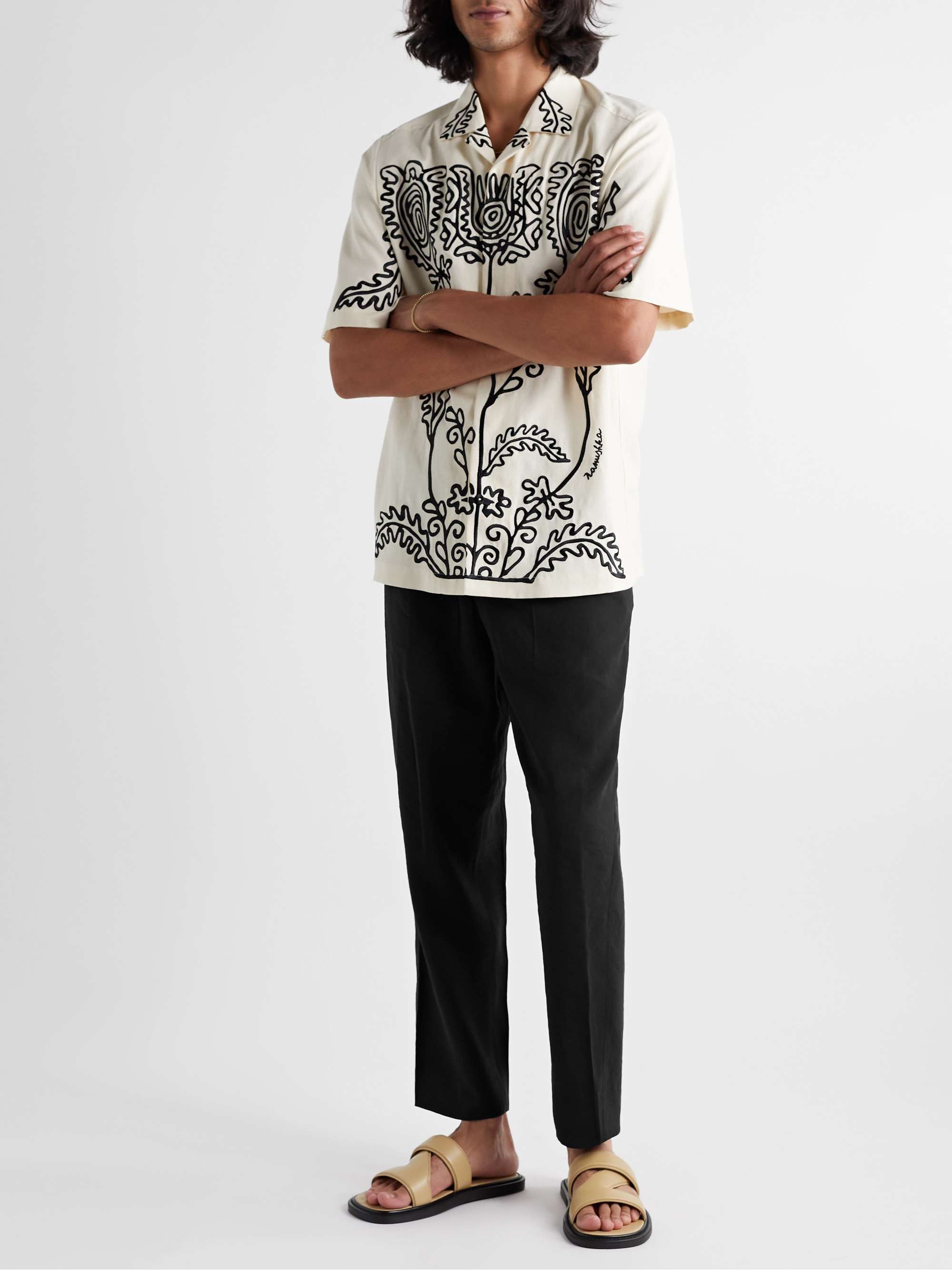 NANUSHKA Mats Slim-Fit Pleated Modal-Blend Trousers