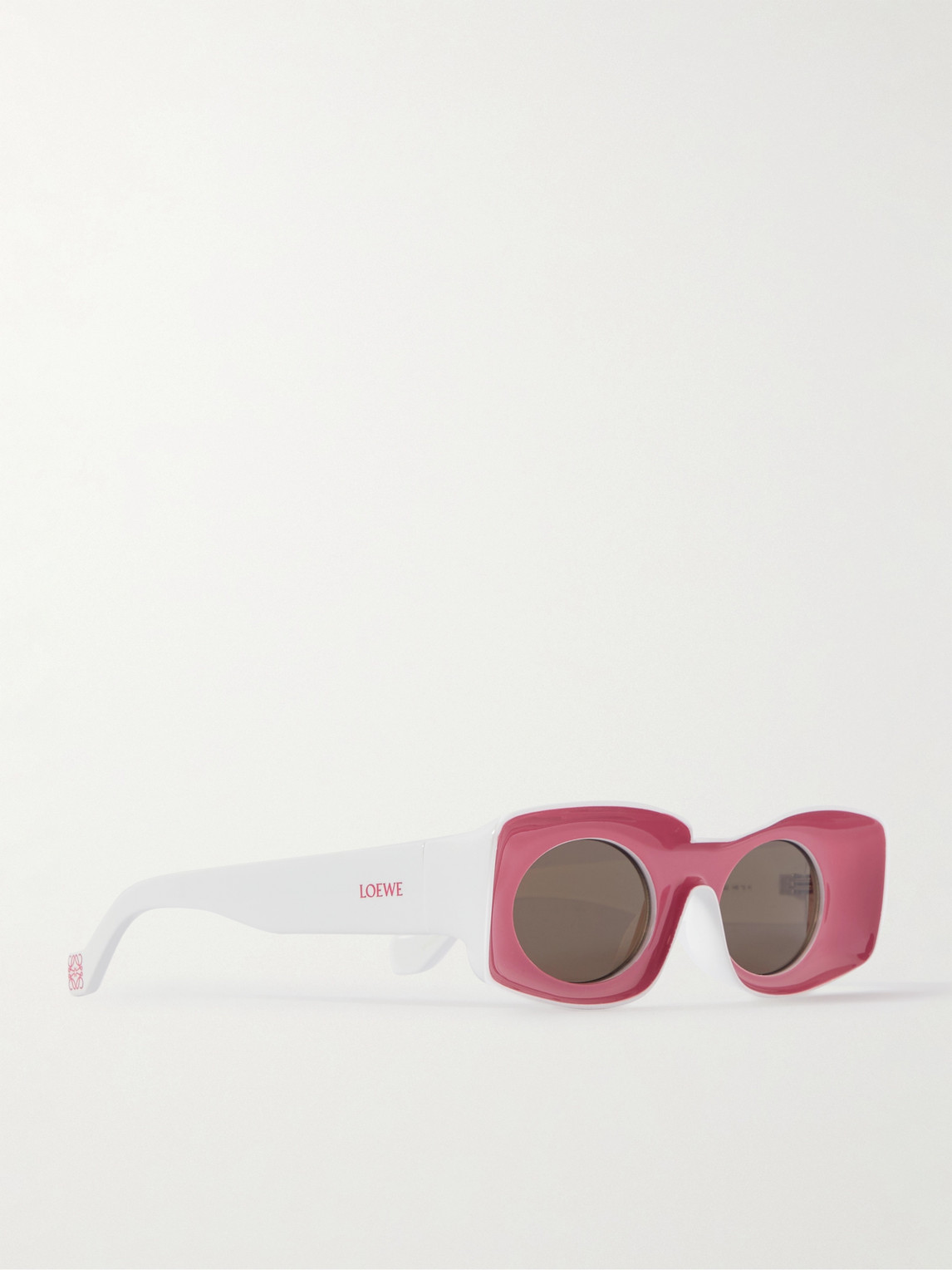Shop Loewe Paula's Ibiza Rectangular-frame Acetate Sunglasses In Pink