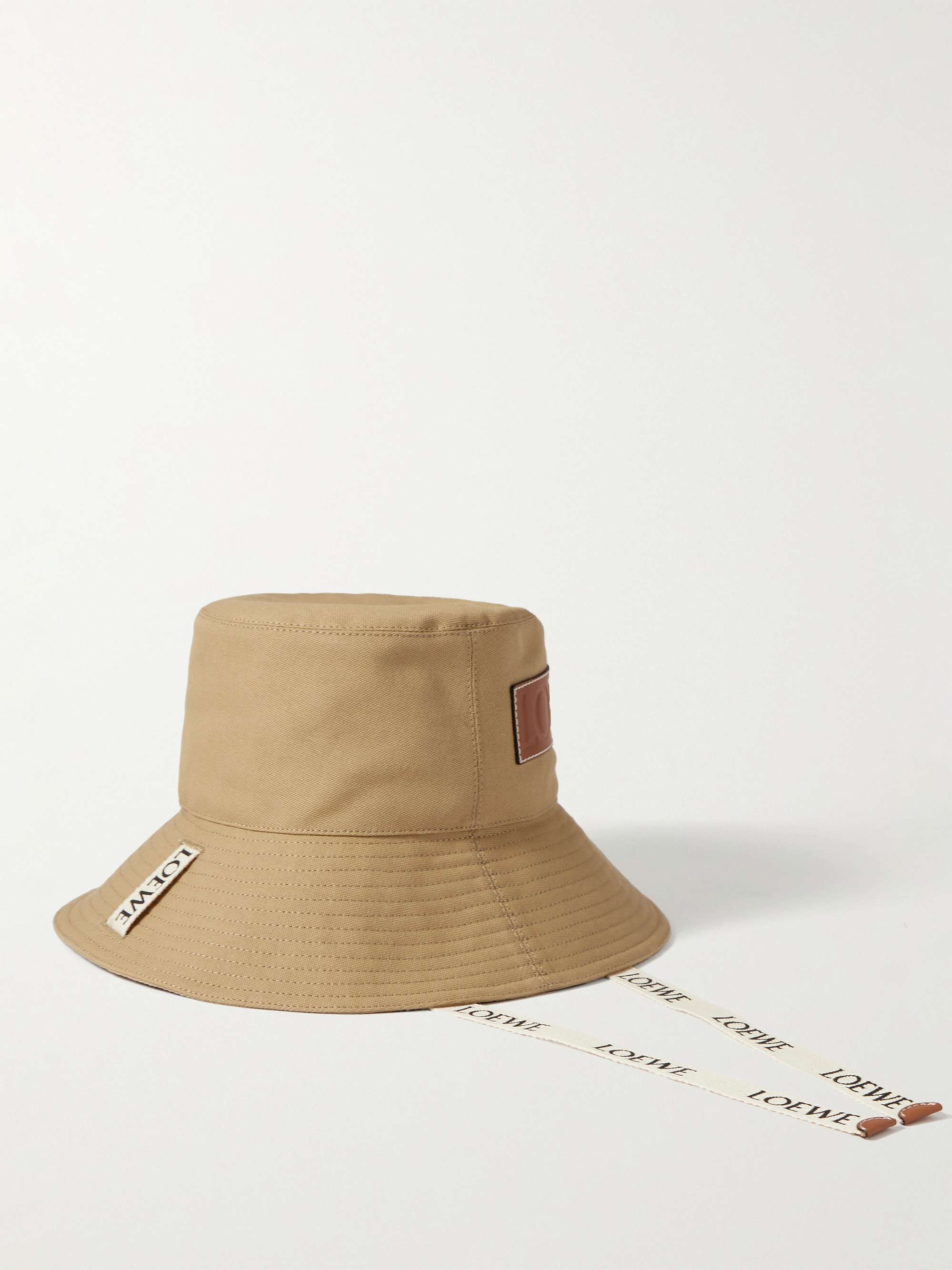 LOEWE + Paula's Ibiza Leather-Trimmed Cotton-Canvas Bucket Hat