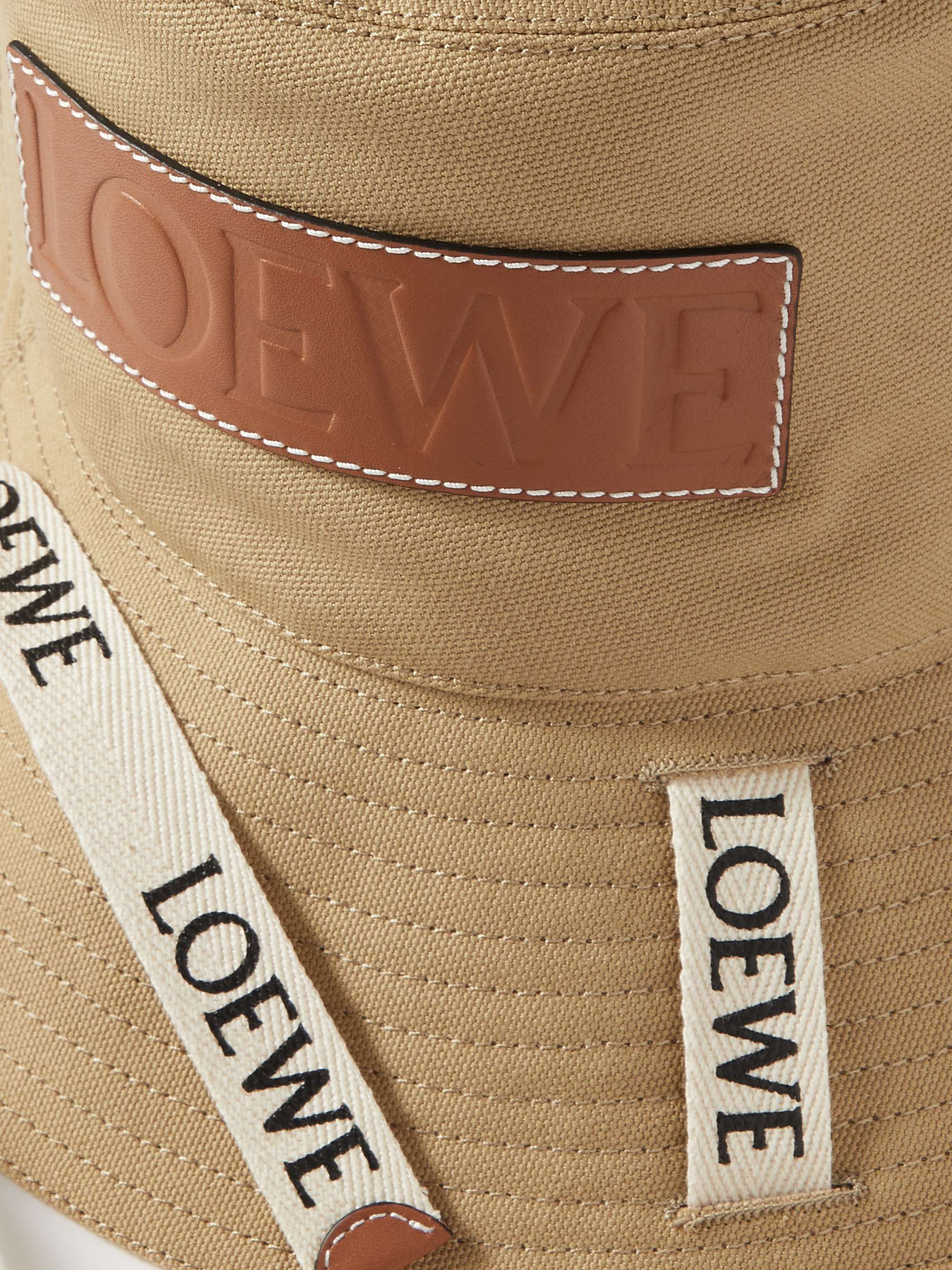 LOEWE + Paula's Ibiza Leather-Trimmed Cotton-Canvas Bucket Hat