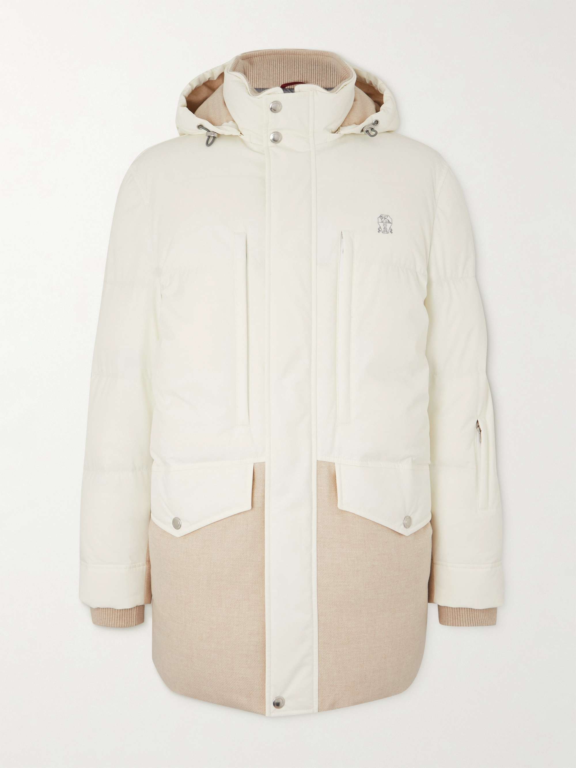BRUNELLO CUCINELLI Two-Tone Quilted Panelled Hooded Down Ski Jacket