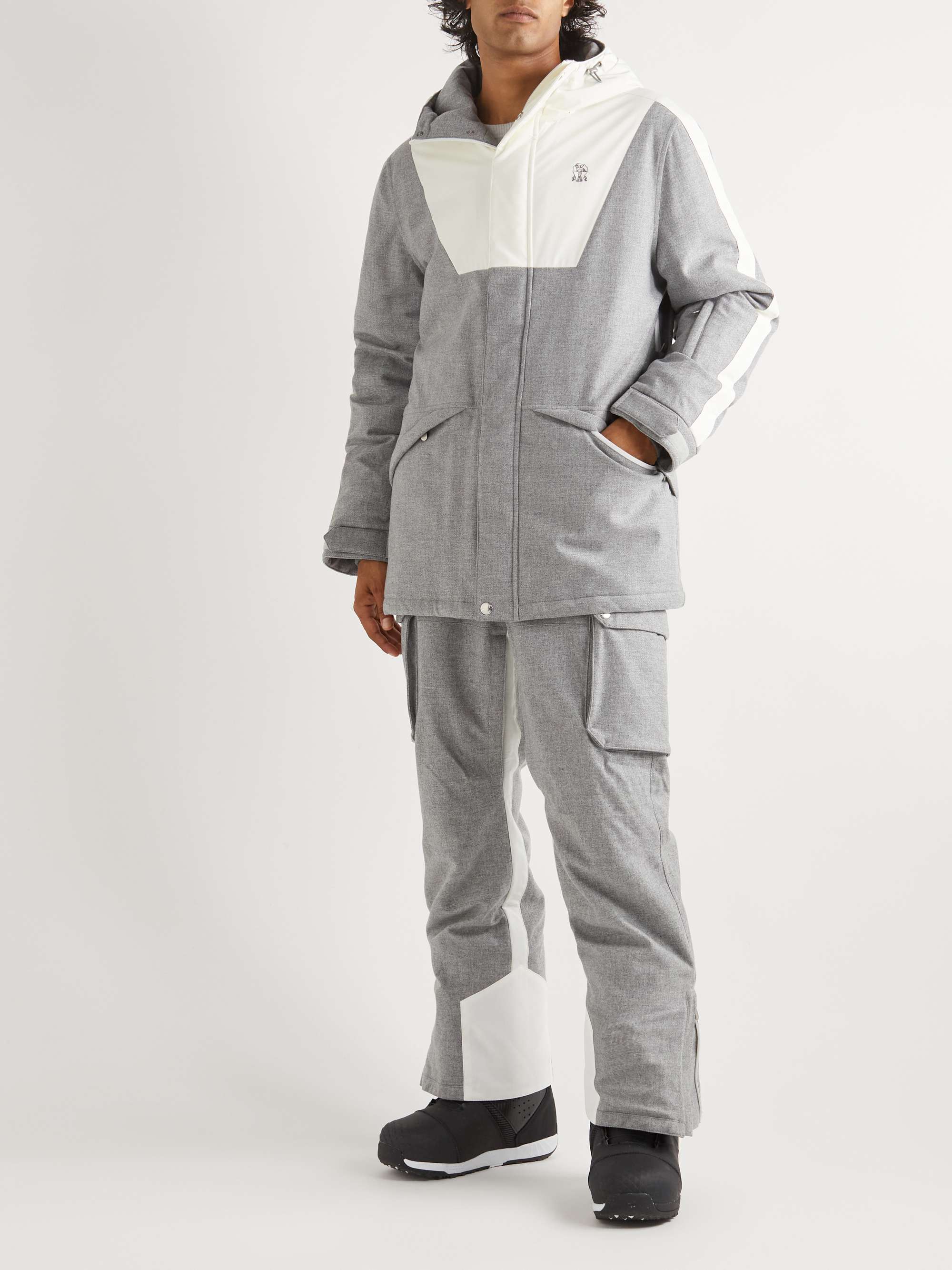 BRUNELLO CUCINELLI Two-Tone Quilted Shell-Trimmed Wool, Silk and Cashmere-Blend Ski Jacket