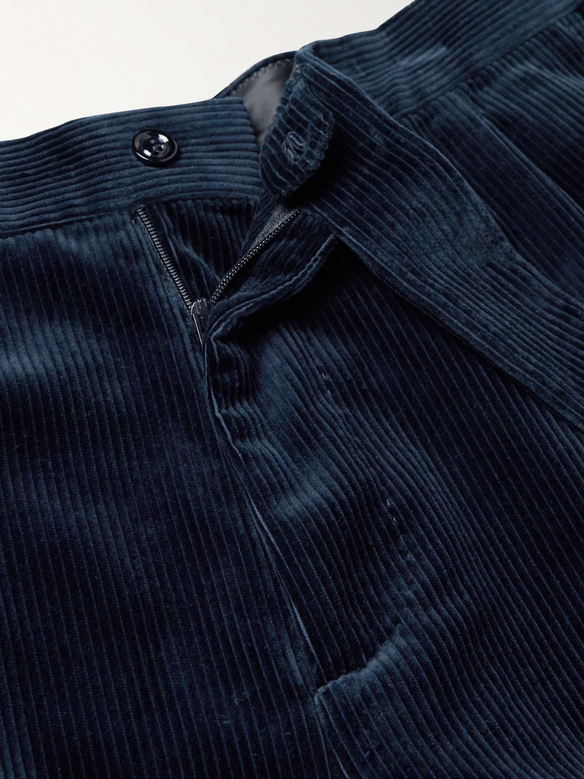 BRUNELLO CUCINELLI Straight-Leg Satin-Trimmed Cotton-Corduroy Tuxedo Trousers