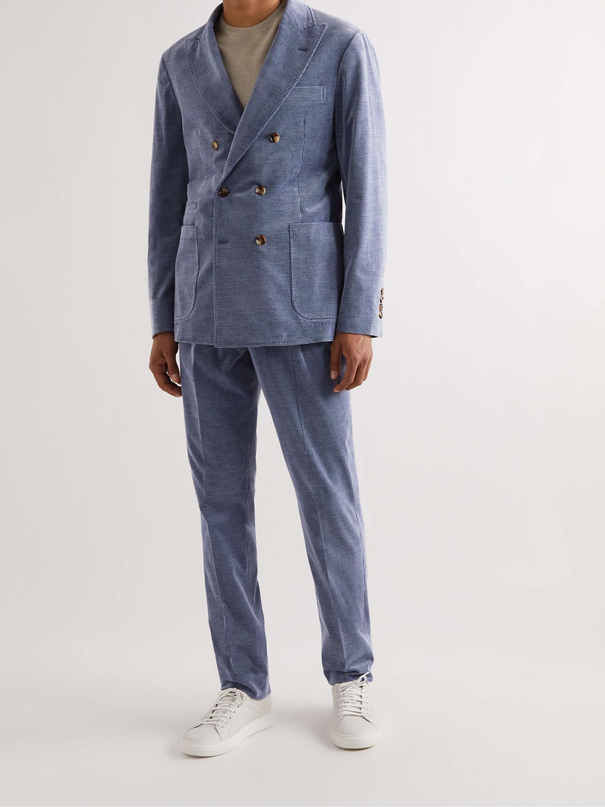 Double-Breasted Cotton-Blend Corduroy Suit Jacket