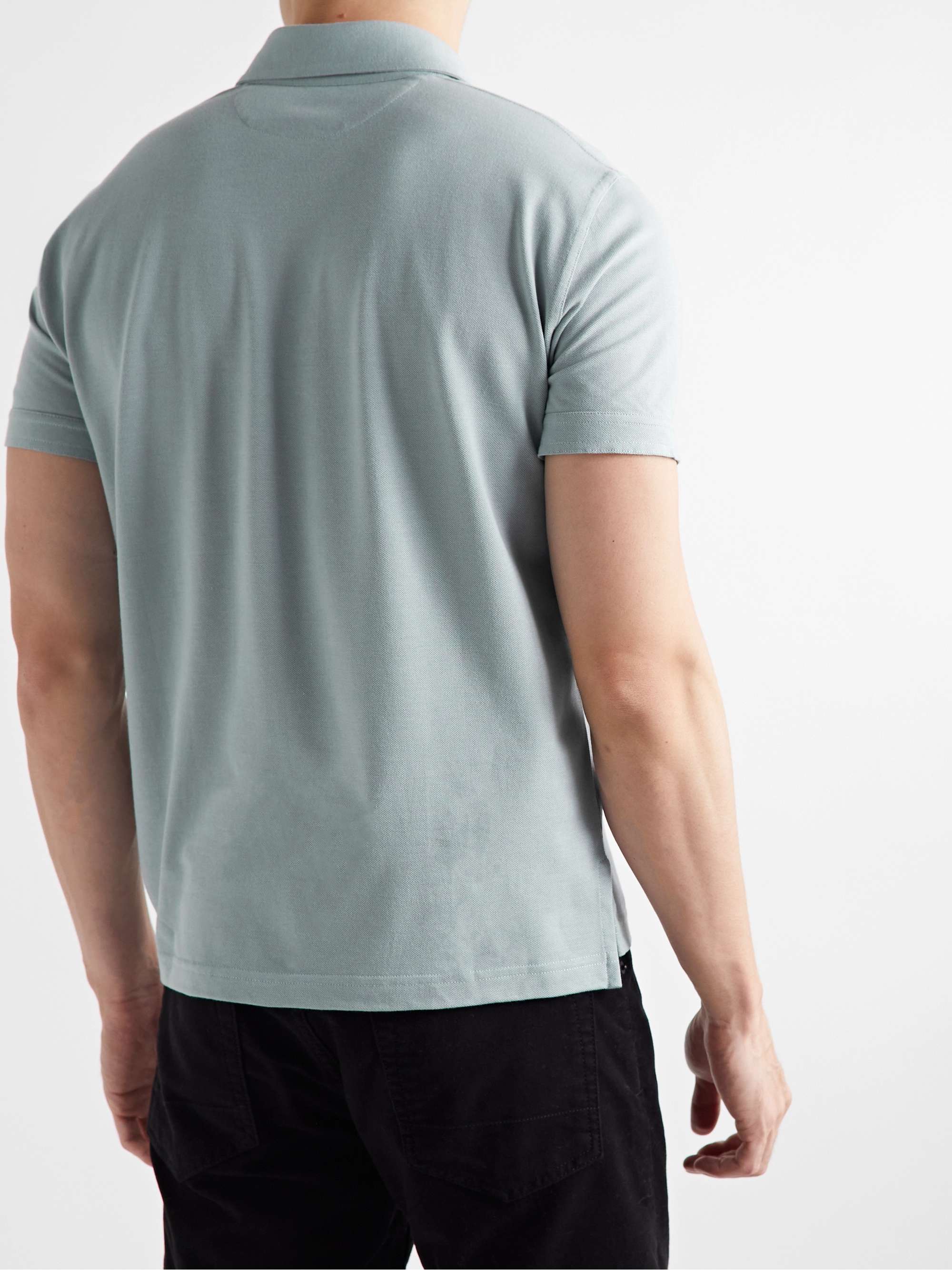 TOM FORD Cotton and Silk-Blend Piqué Polo Shirt
