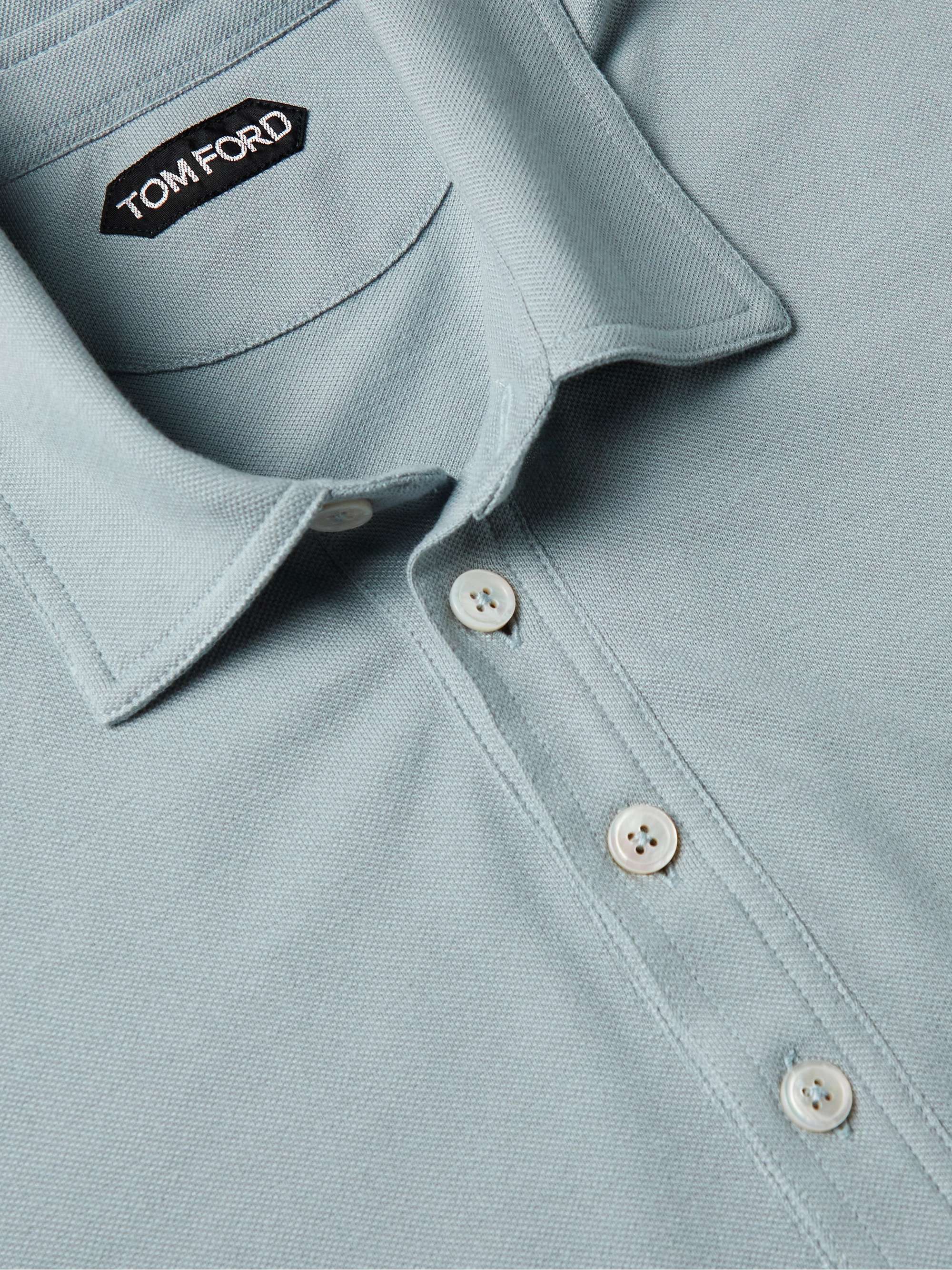 TOM FORD Cotton and Silk-Blend Piqué Polo Shirt