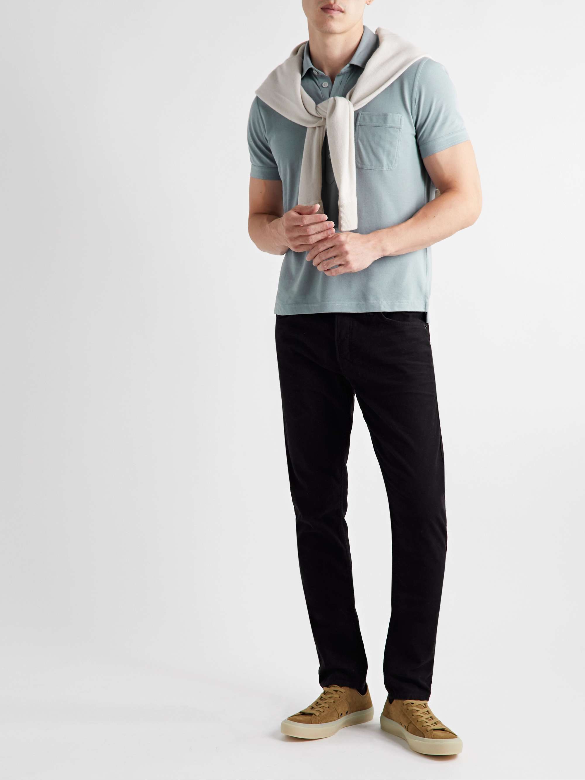 TOM FORD Cotton and Silk-Blend Piqué Polo Shirt