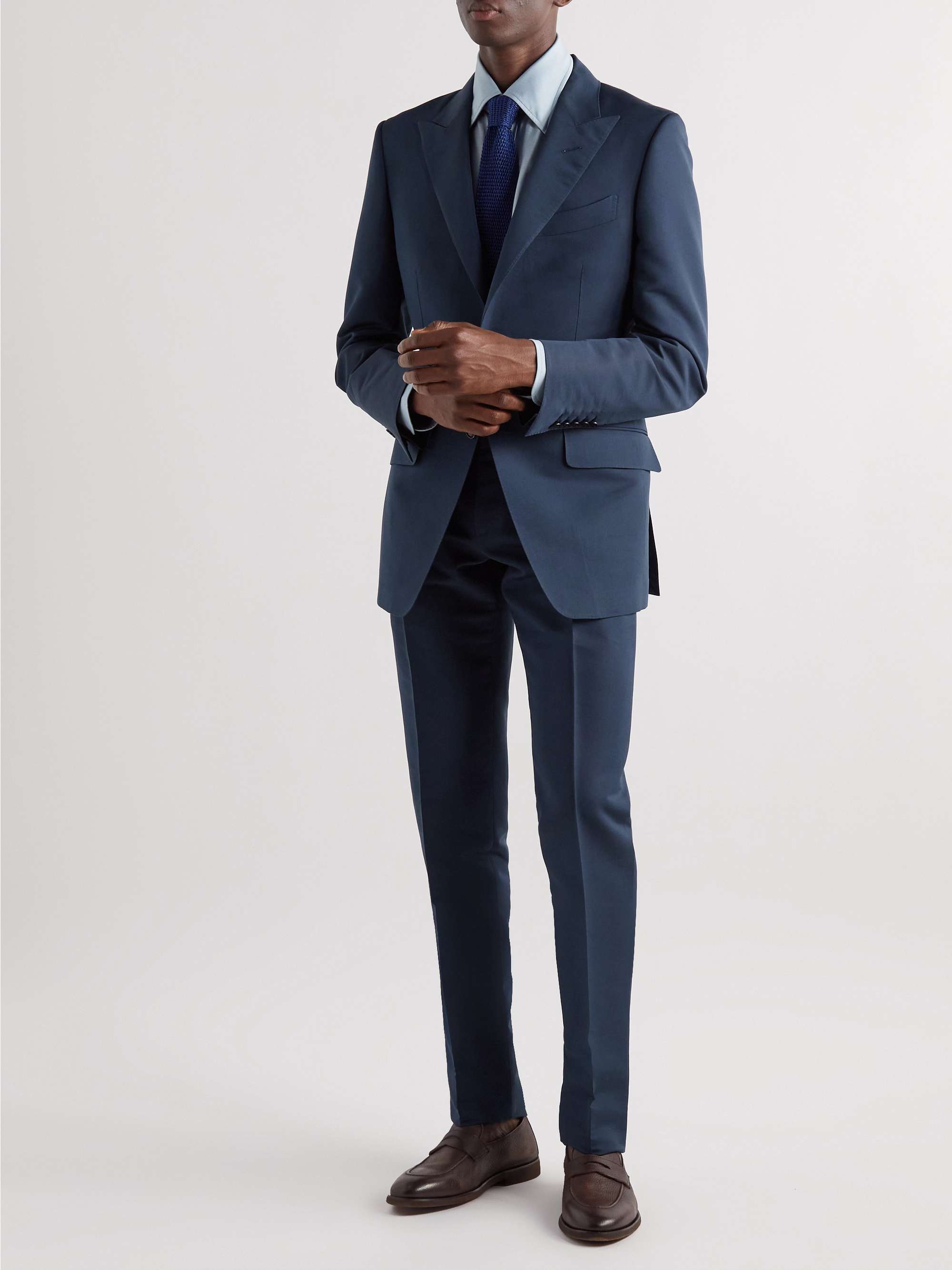 TOM FORD Pleated Cotton and Silk-Blend Suit Trousers | MR PORTER