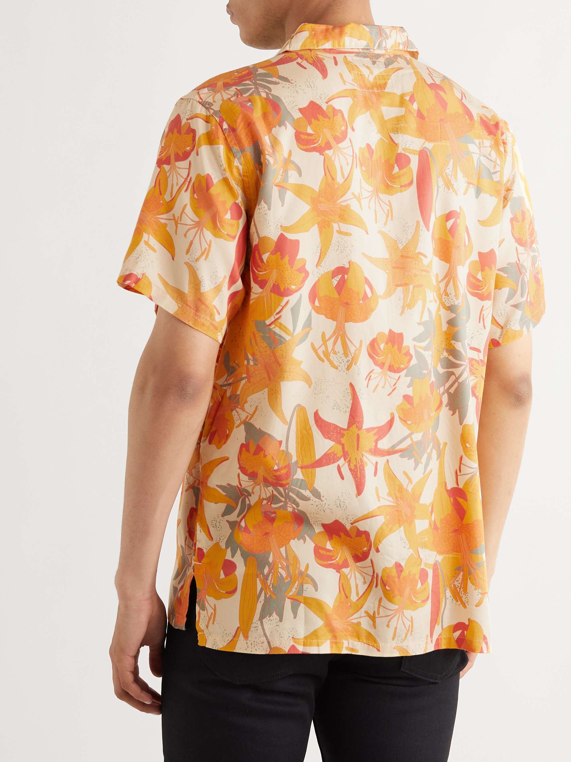 NUDIE JEANS Arvid Lilies Convertible-Collar Floral-Print  TENCEL™ Lyocell Shirt
