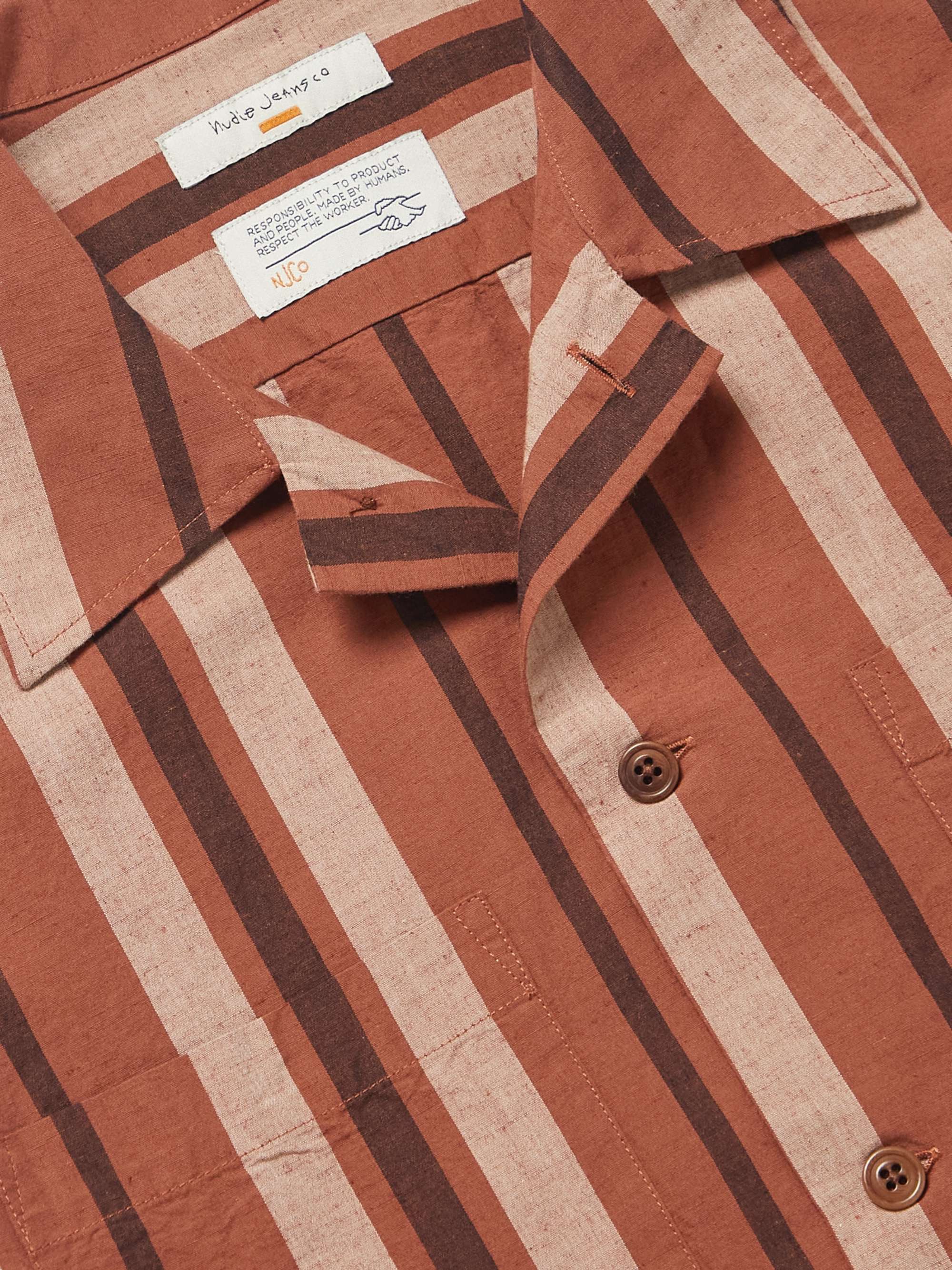 NUDIE JEANS Vincent Camping Camp-Collar Organic Cotton and Linen-Blend Shirt