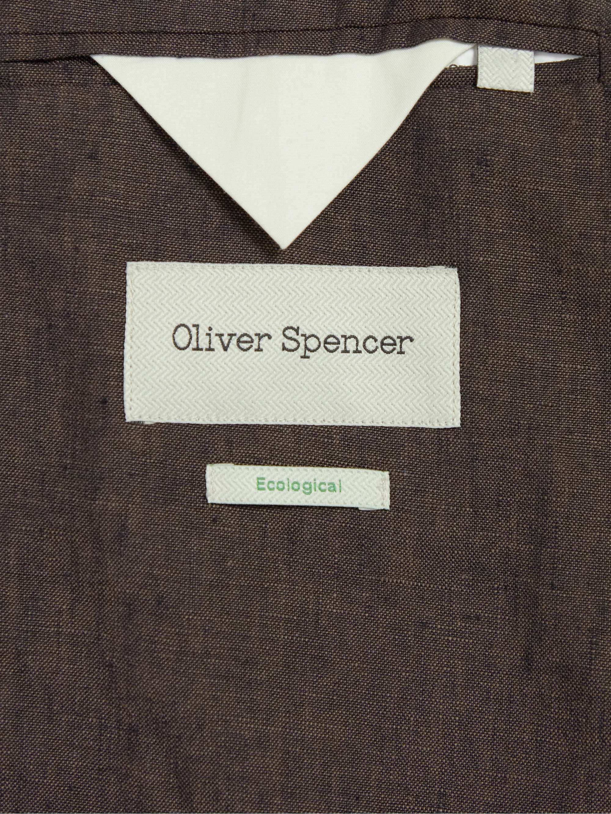 OLIVER SPENCER Slim-Fit Unstructured Double-Breasted Linen Suit Jacket ...
