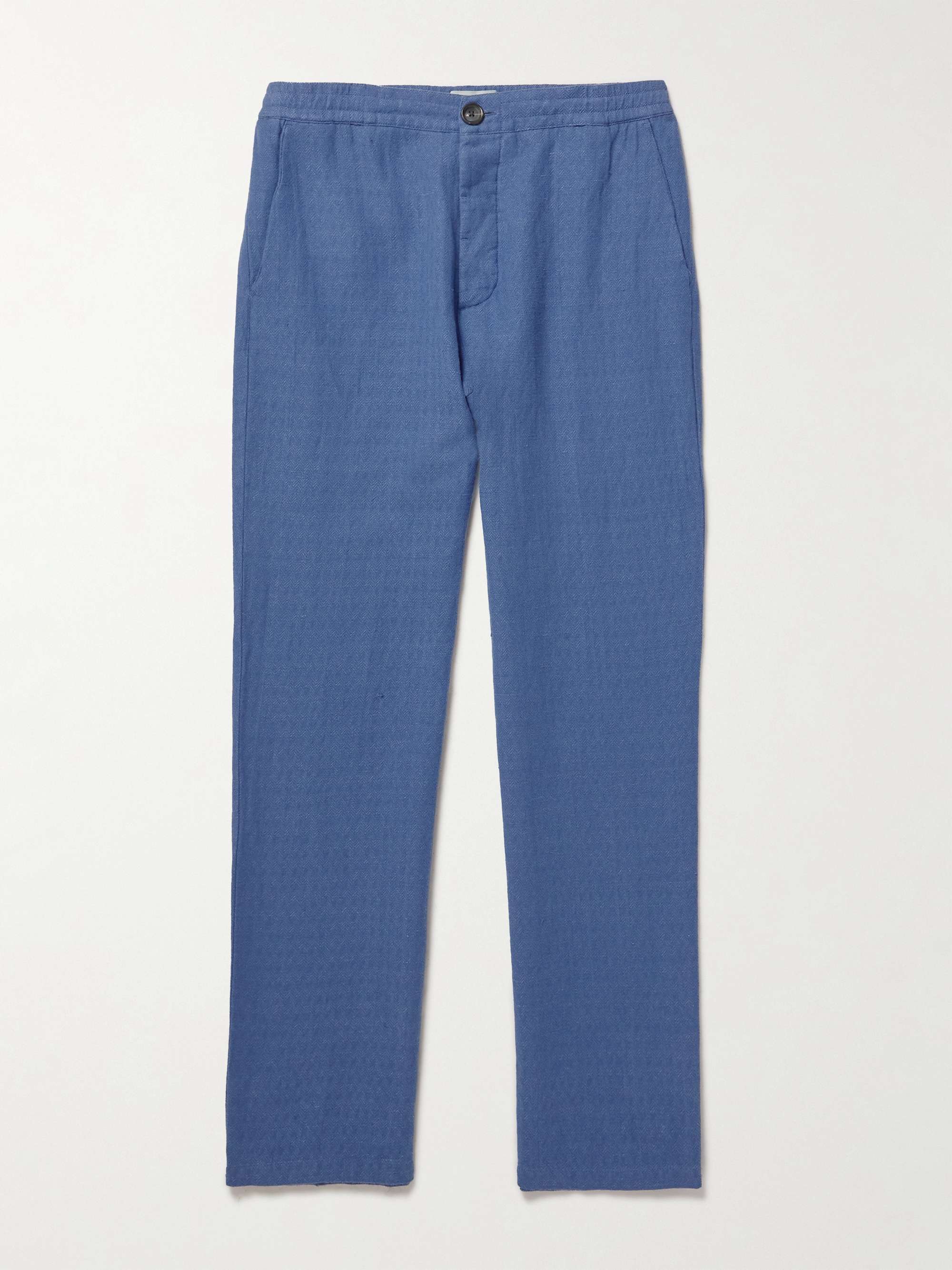 OLIVER SPENCER Straight-Leg Linen and Cotton-Blend Drawstring Trousers for  Men