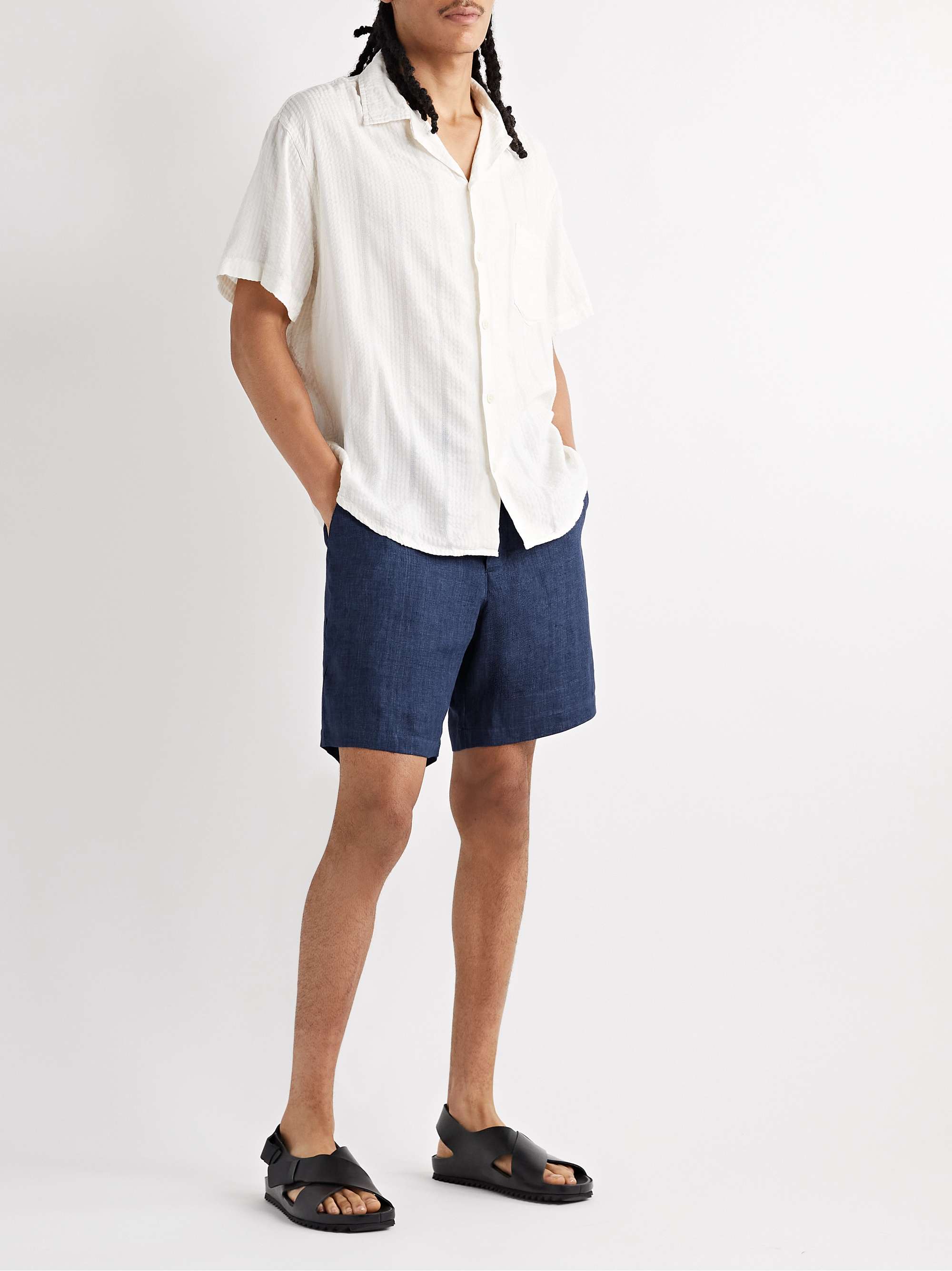 OLIVER SPENCER Osborne Straight-Leg Slub Organic Linen Shorts for Men ...