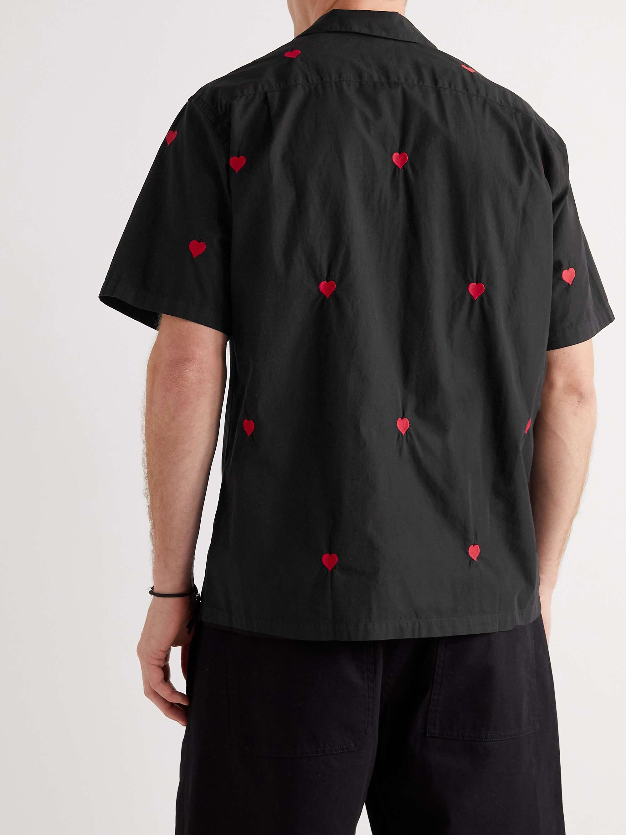 PORTUGUESE FLANNEL Convertible-Collar Embroidered Cotton-Poplin Shirt