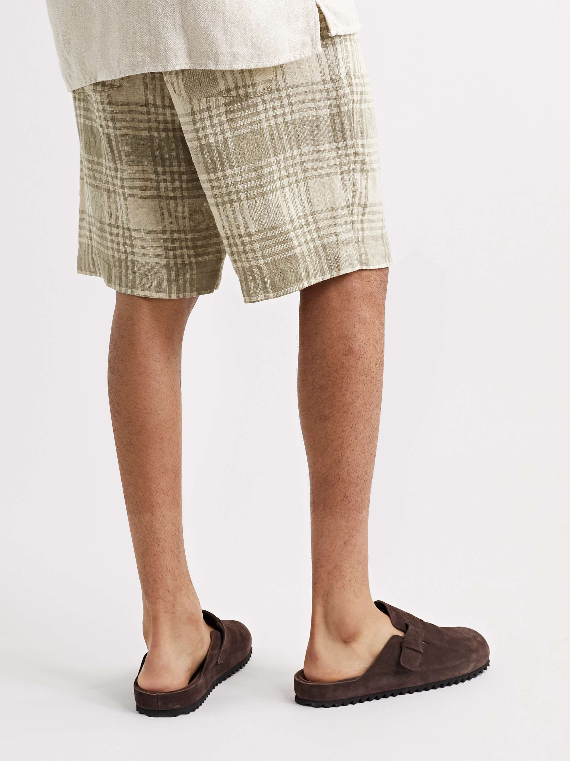 OLIVER SPENCER Osborne Straight-Leg Checked Organic Linen Shorts