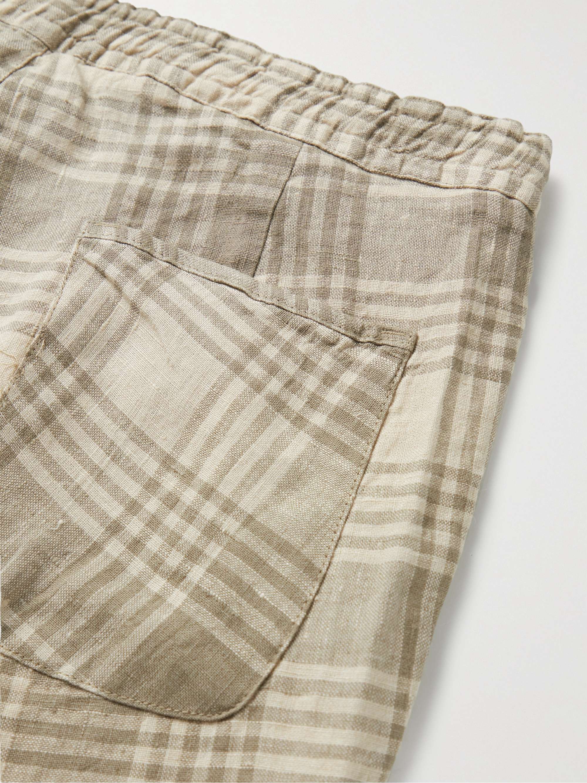 OLIVER SPENCER Osborne Straight-Leg Checked Organic Linen Shorts