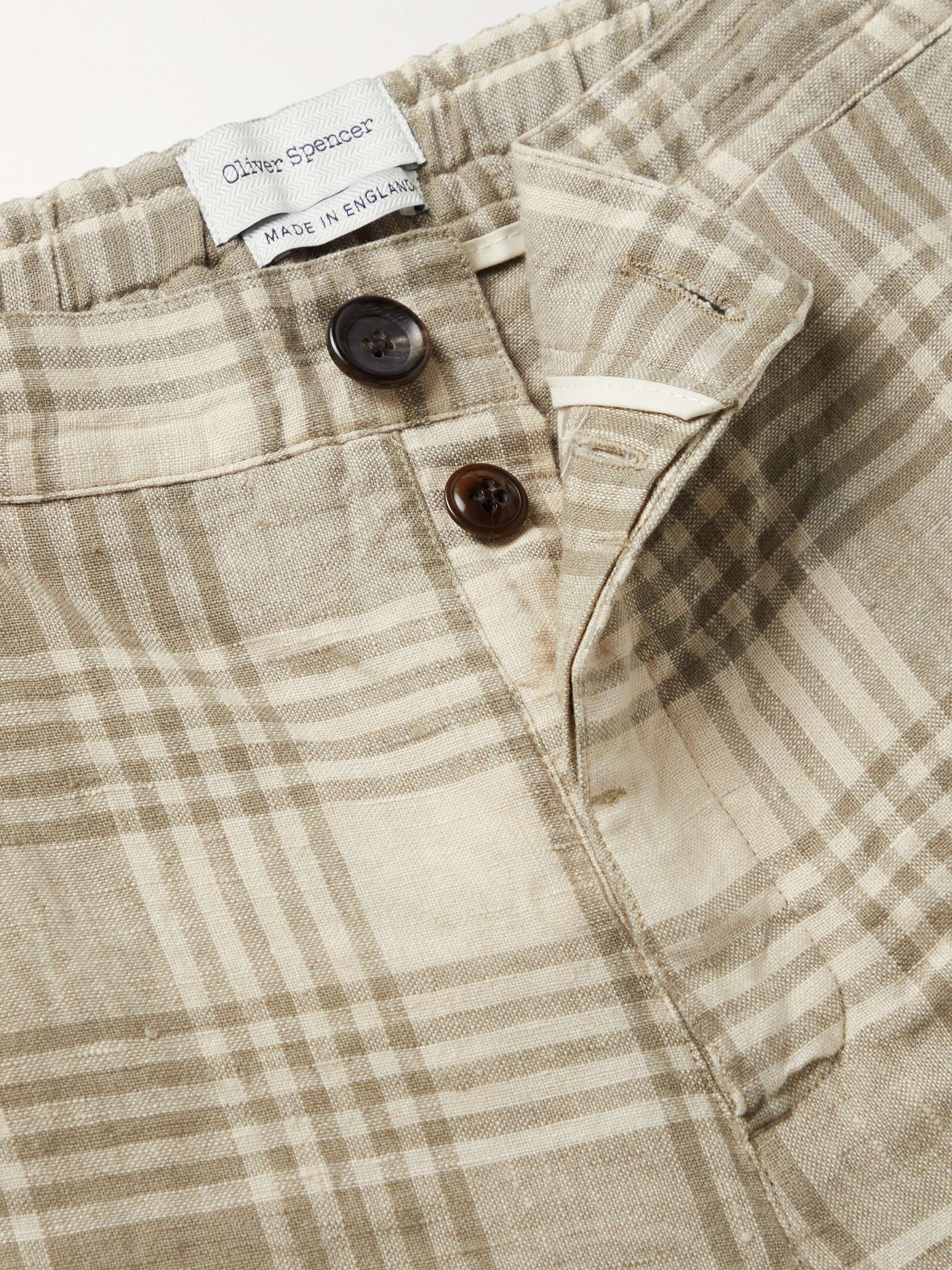 OLIVER SPENCER Osborne Straight-Leg Checked Organic Linen Shorts