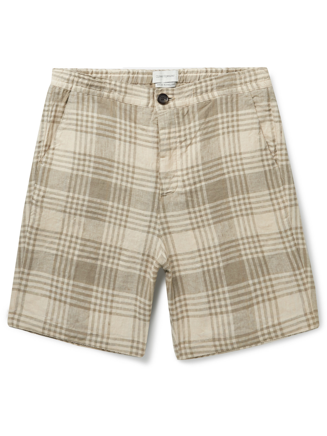 Osborne Straight-Leg Checked Organic Linen Shorts